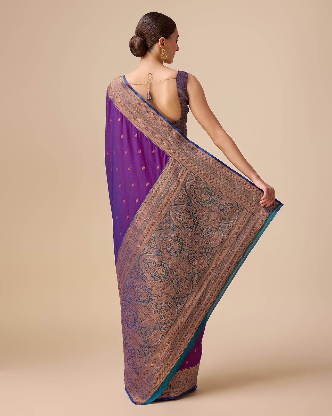 Dark Purple Banarasi Silk Intricate Zari Work Saree - Monjolika Fashion
