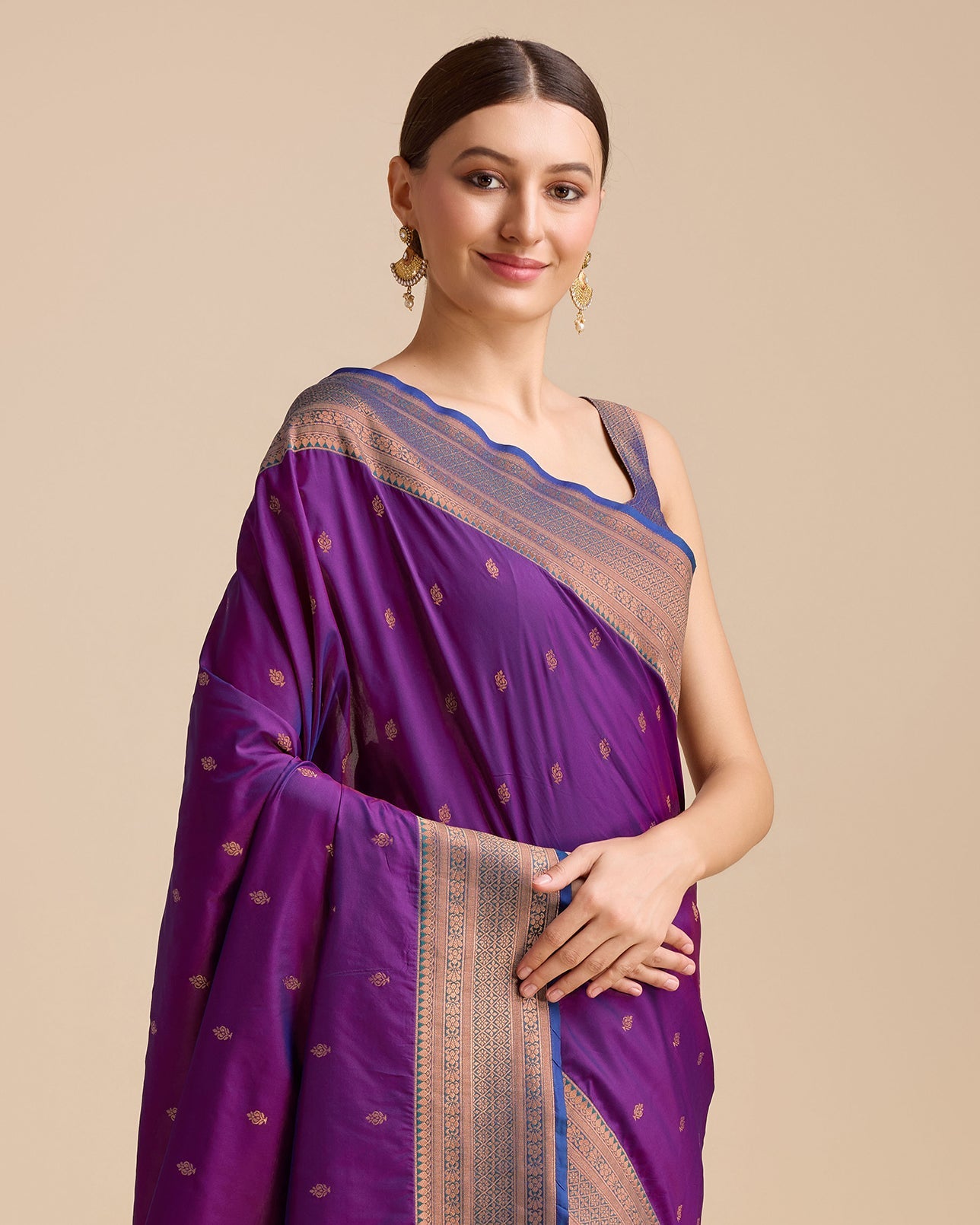 Dark Purple Banarasi Silk Intricate Zari Work Saree