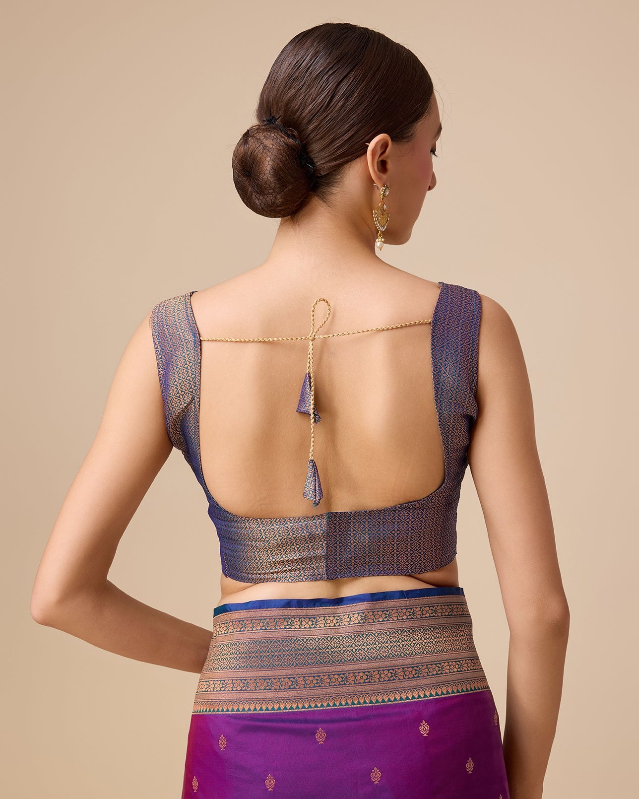 Dark Purple Banarasi Silk Intricate Zari Work Saree - Monjolika Fashion