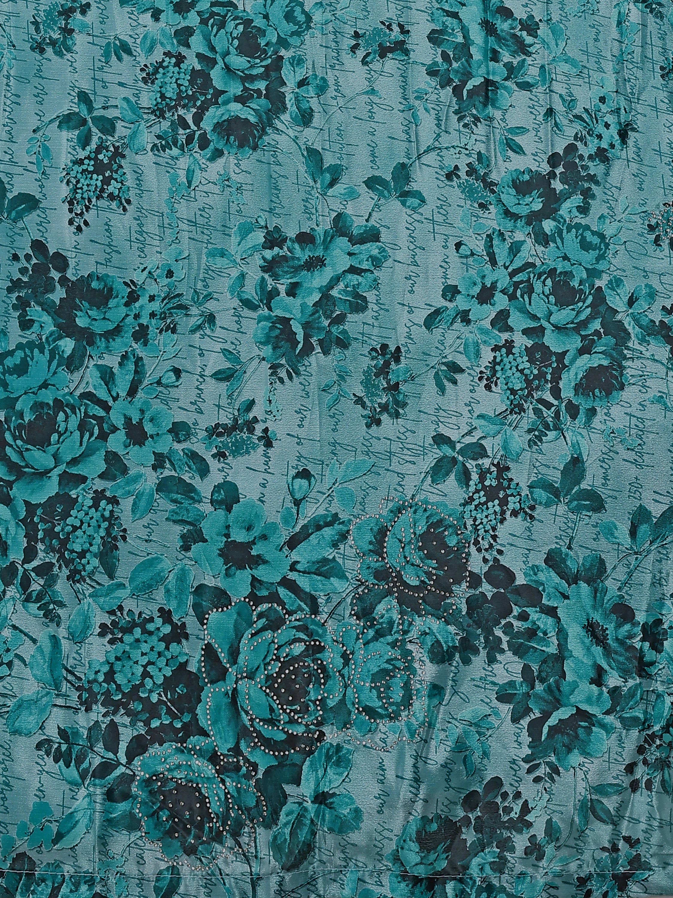 Aqua Blue Printed Chinon Lehenga with Sequin Glam