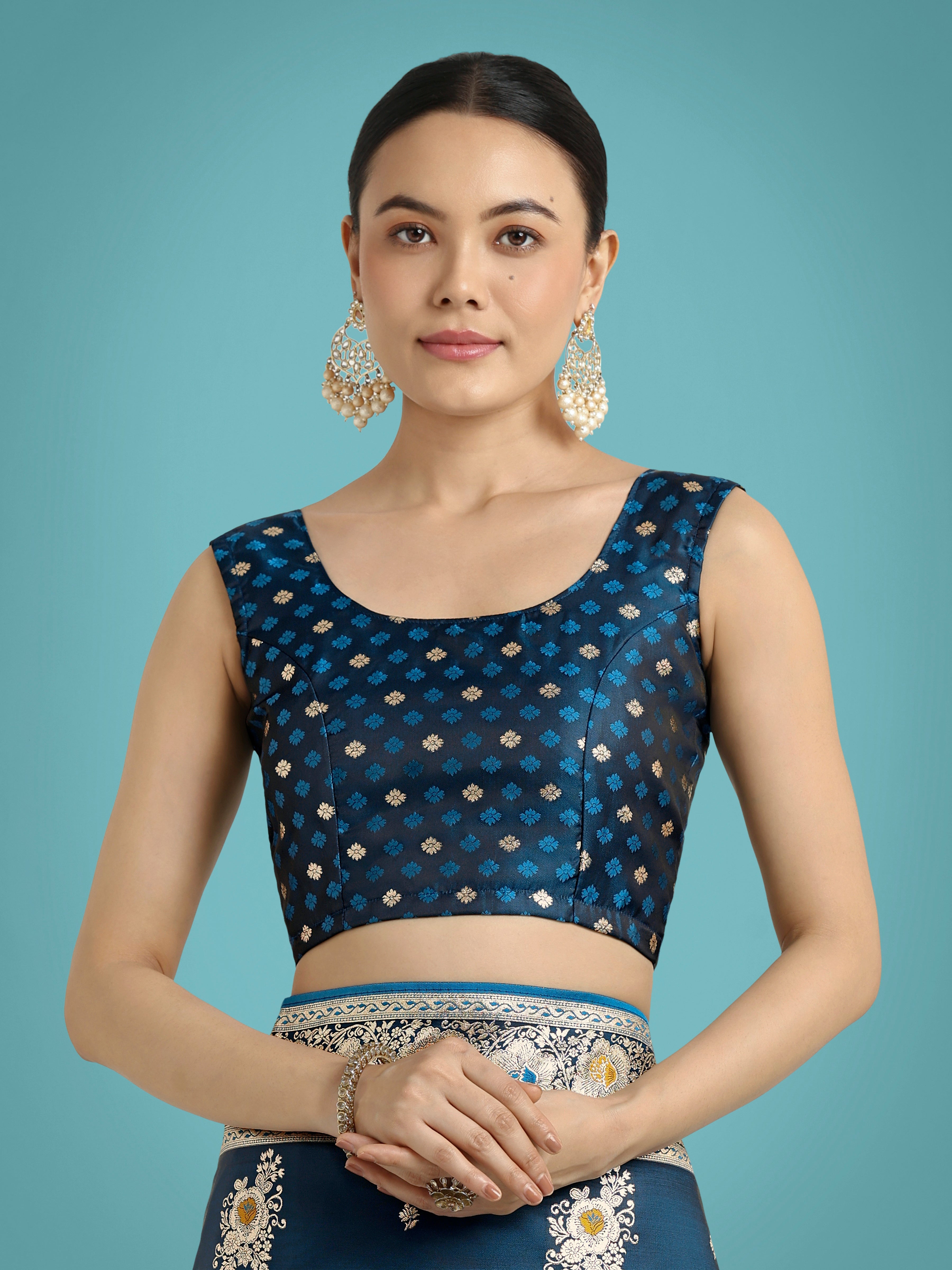 Dark Teal Glamour and Tradition With This Zari Woven Banarasi Satin Silk Saree