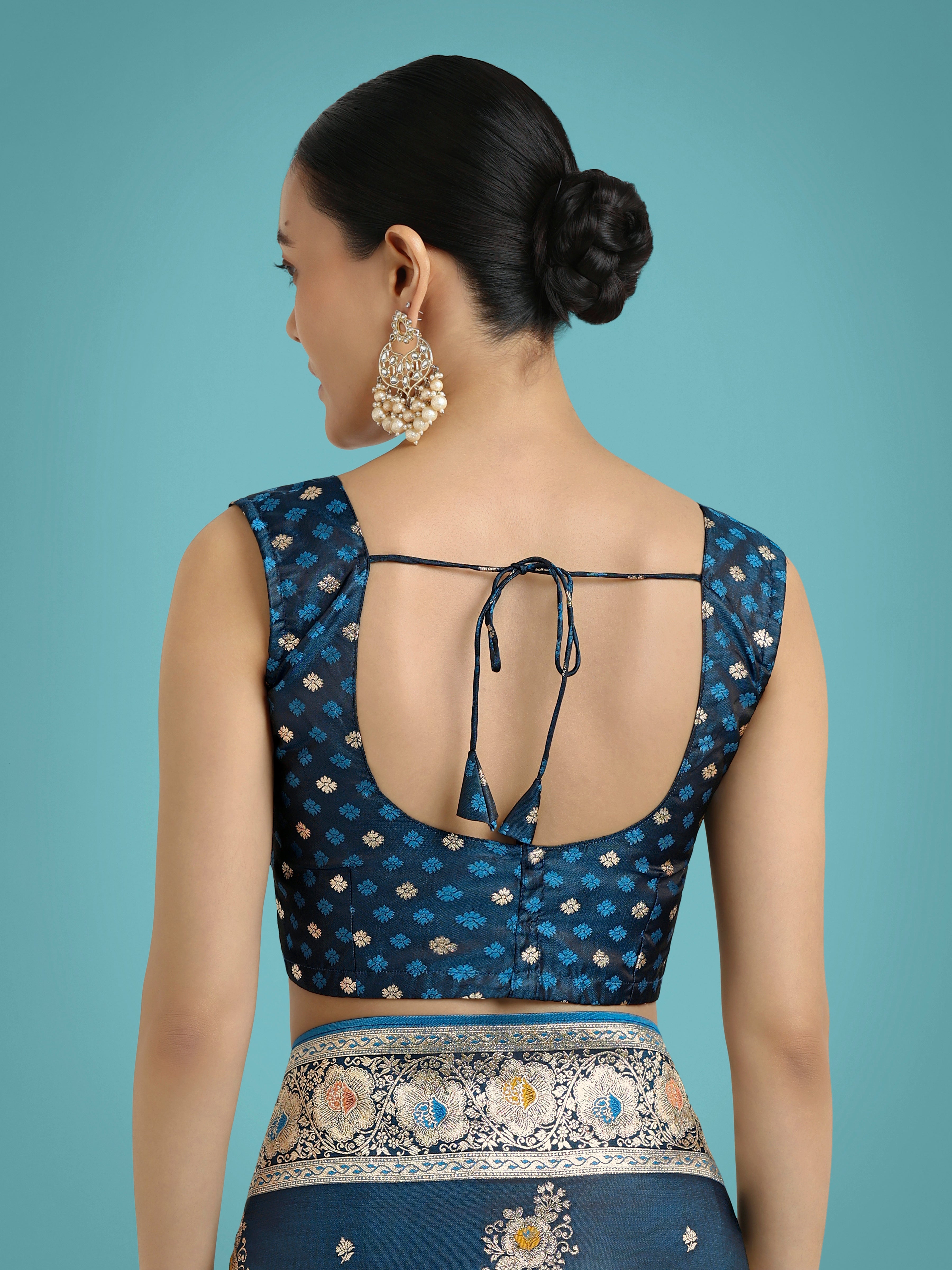Dark Teal Glamour and Tradition With This Zari Woven Banarasi Satin Silk Saree