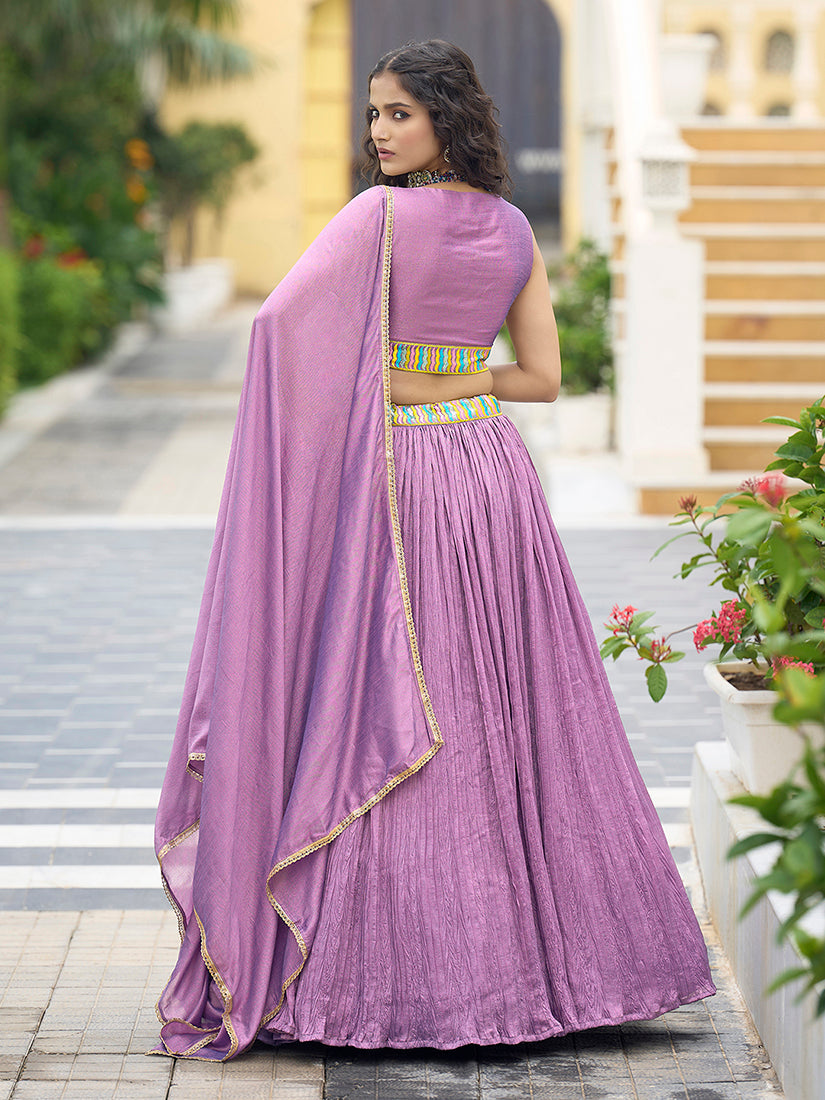 Designer Lehenga Choli Crush Silk in Lavender