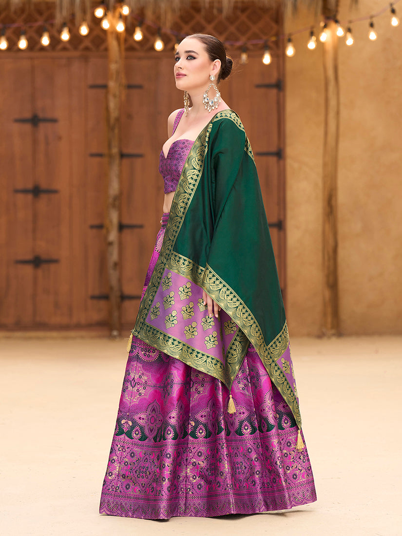 Designer Lehenga Choli Jacquard Kanjiwaram silk in Purple