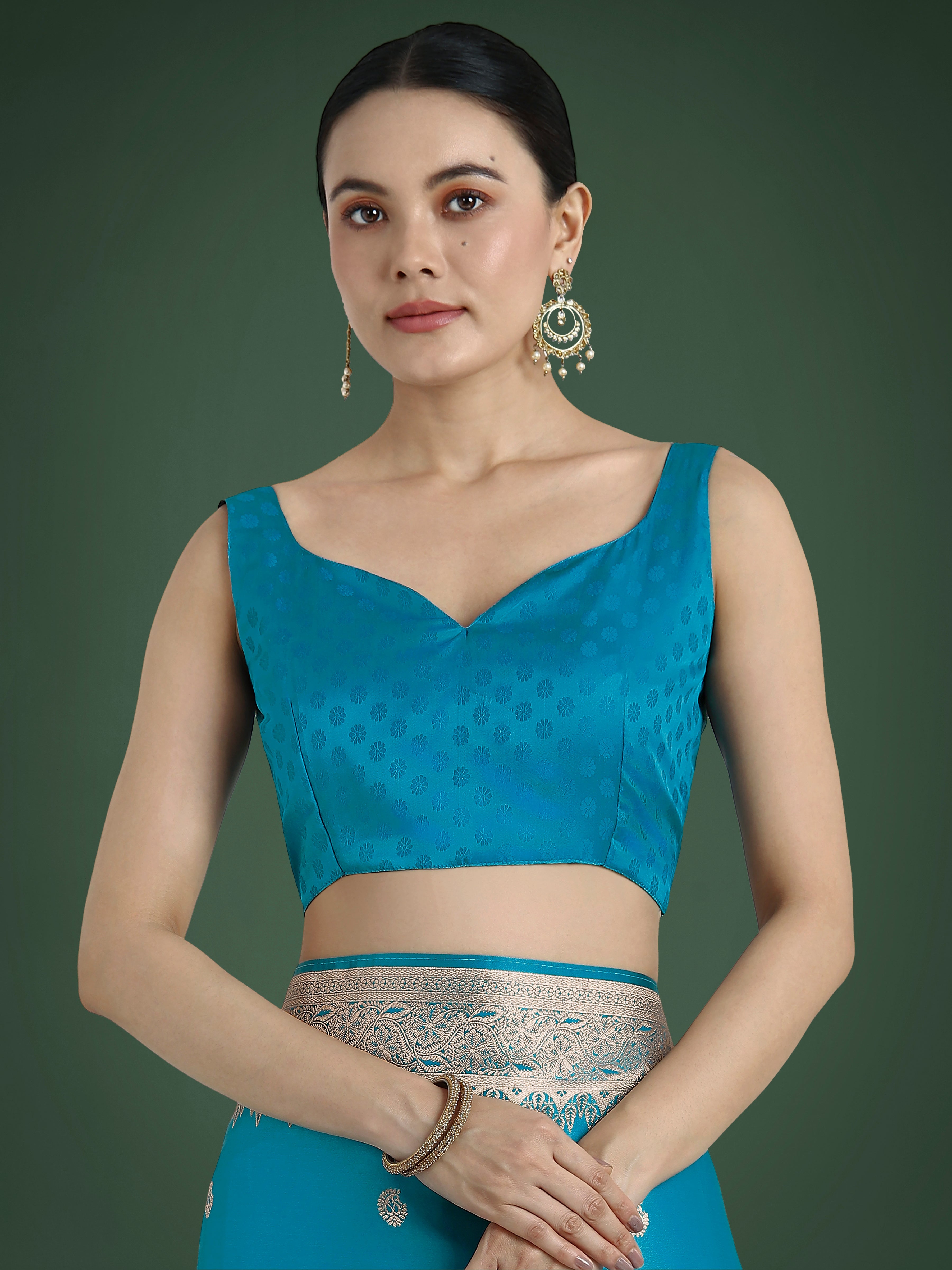 Divine Cyan blue Soft Banarasi Satin Silk Trendy Saree With Blouse Piece