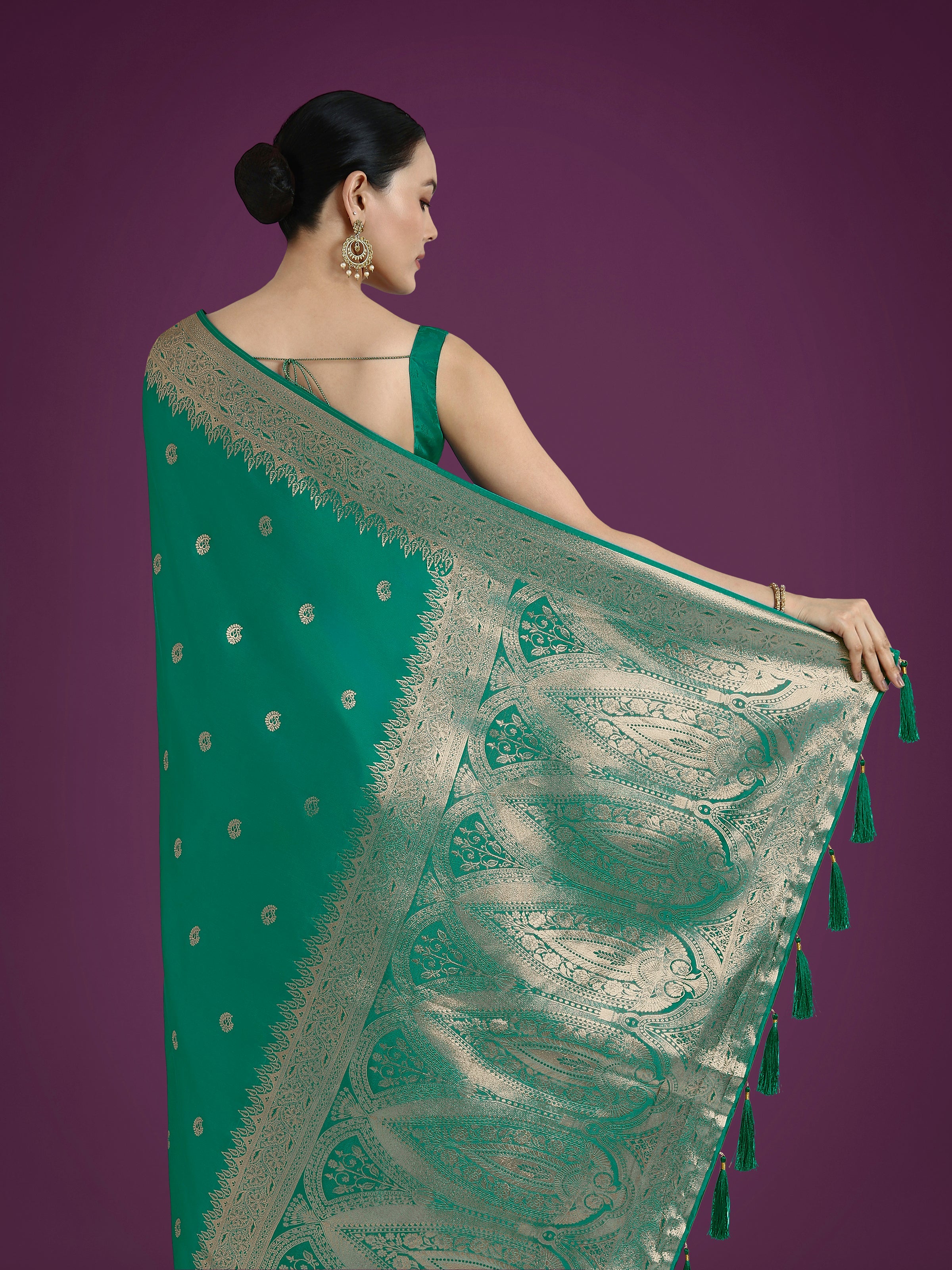 Divine Turquoise Soft Banarasi Satin Silk Trendy Saree With Blouse Piece