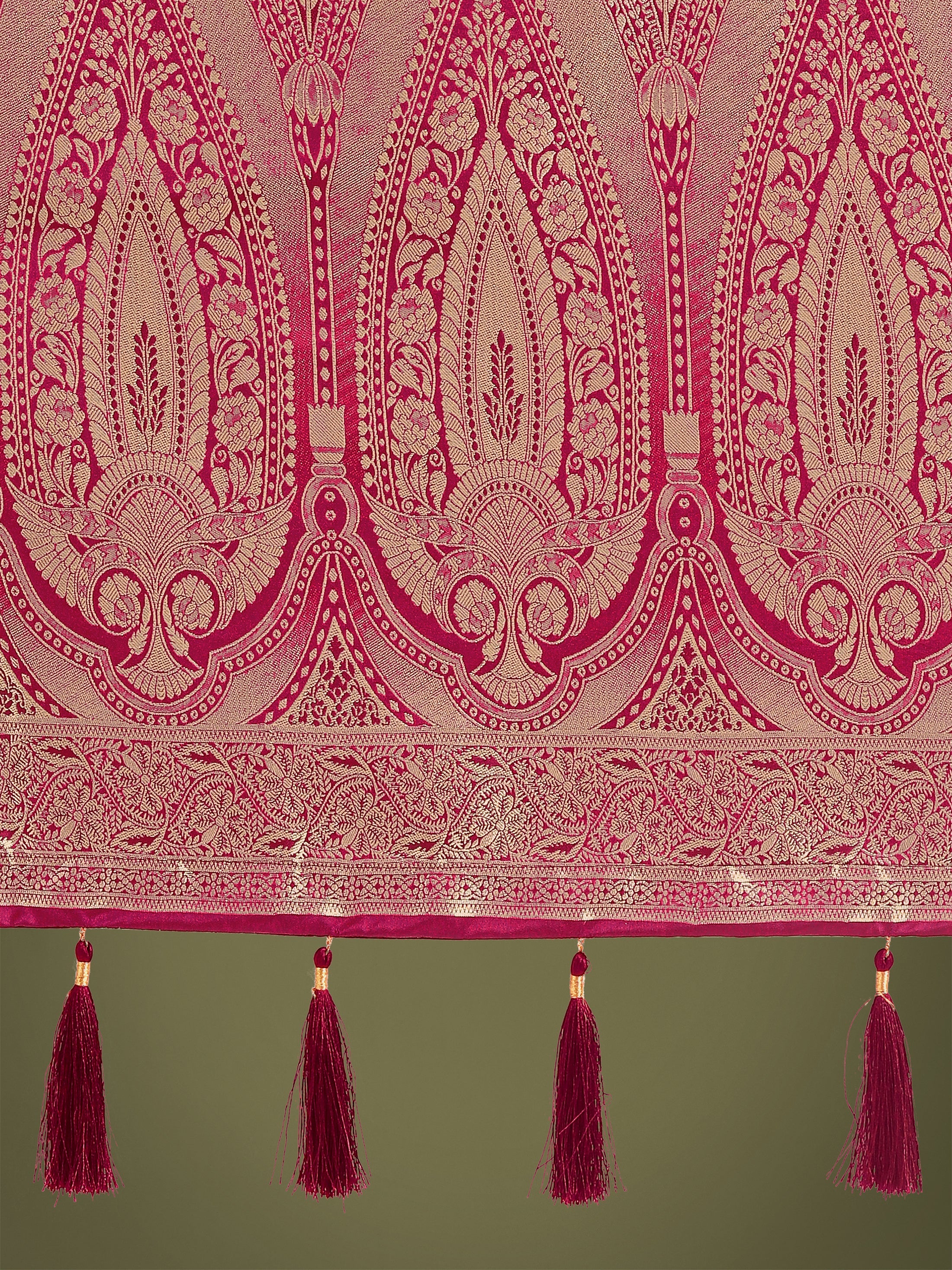 Divine Rani Pink Soft Banarasi Satin Silk Trendy Saree With Blouse Piece