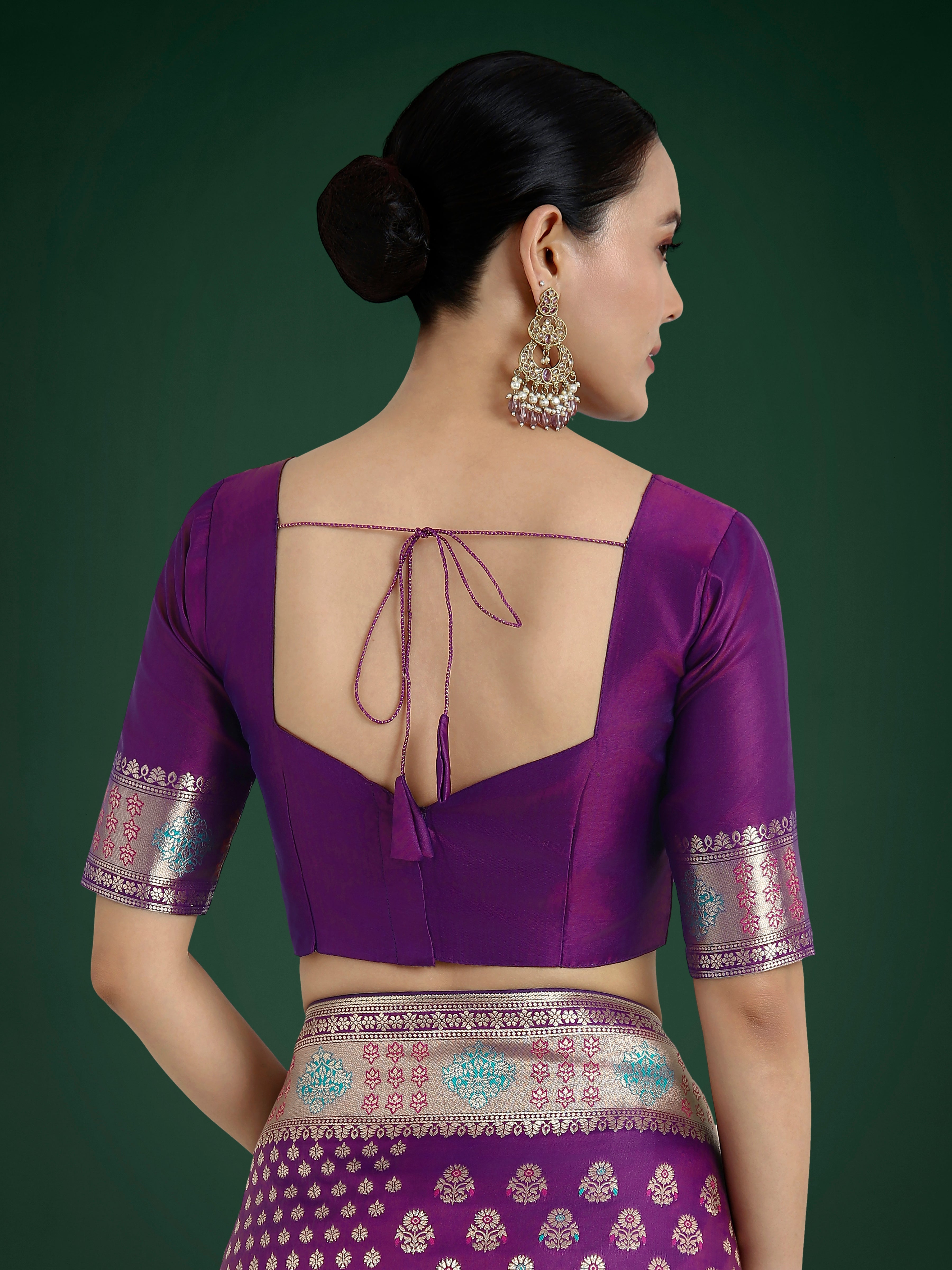 Purple Colour Banarasi Silk Zari Weaving Classic Saree