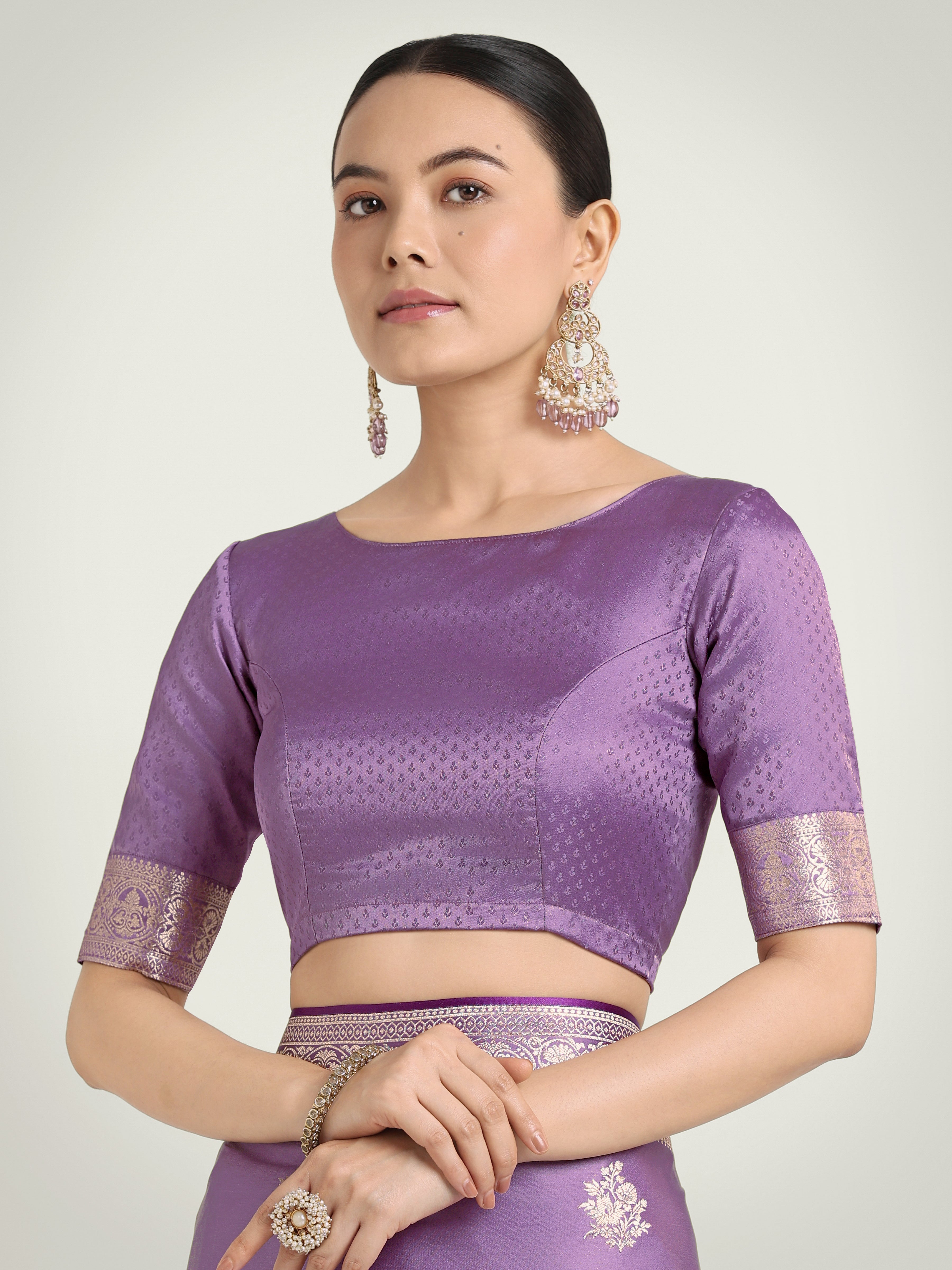 Lavender Zari Weaving Work Banarasi Satin Silk Traditional Saree