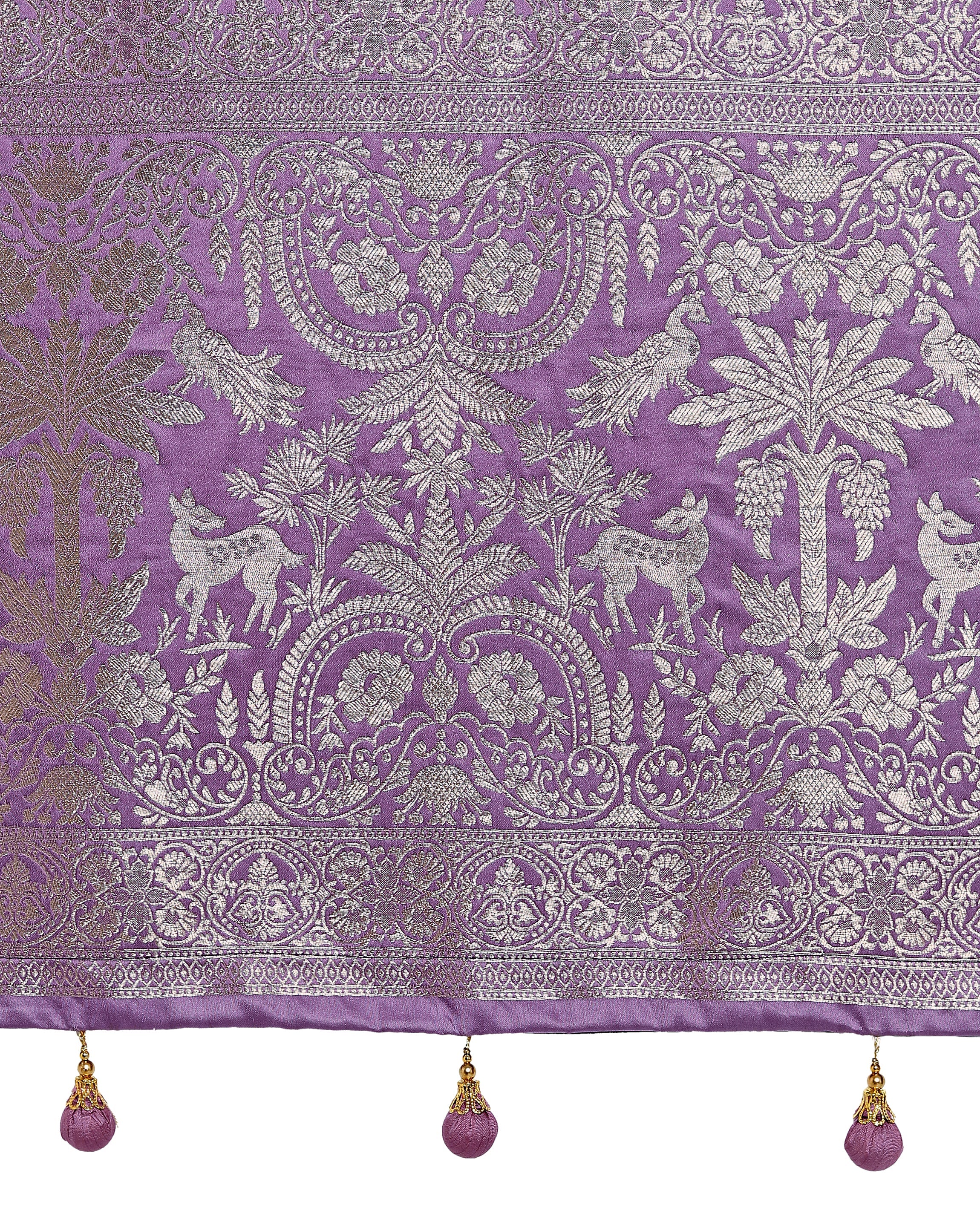 Lavender Zari Weaving Work Banarasi Satin Silk Traditional Saree