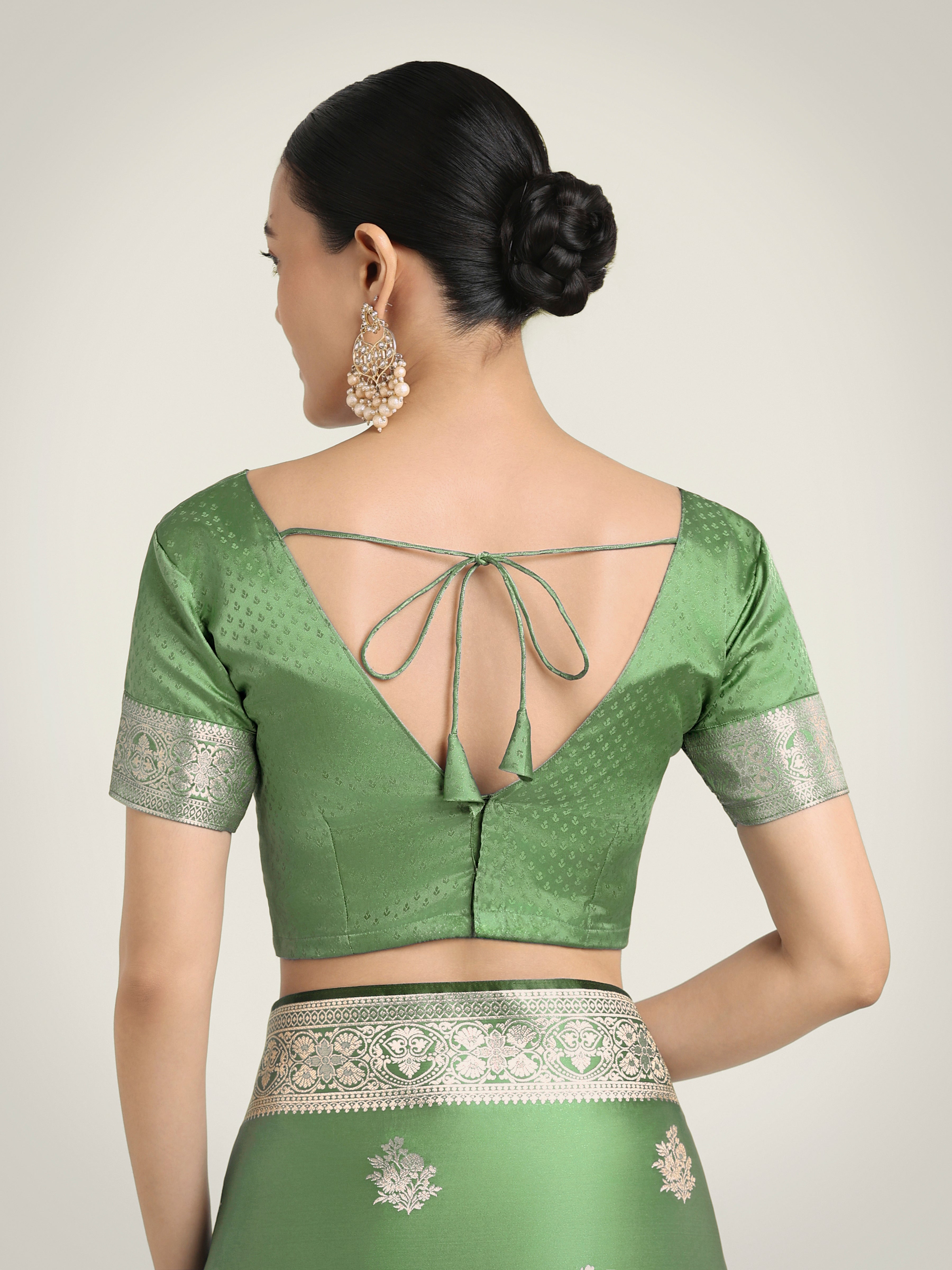 Light Green Zari Weaving Work Banarasi Satin Silk Traditional Saree