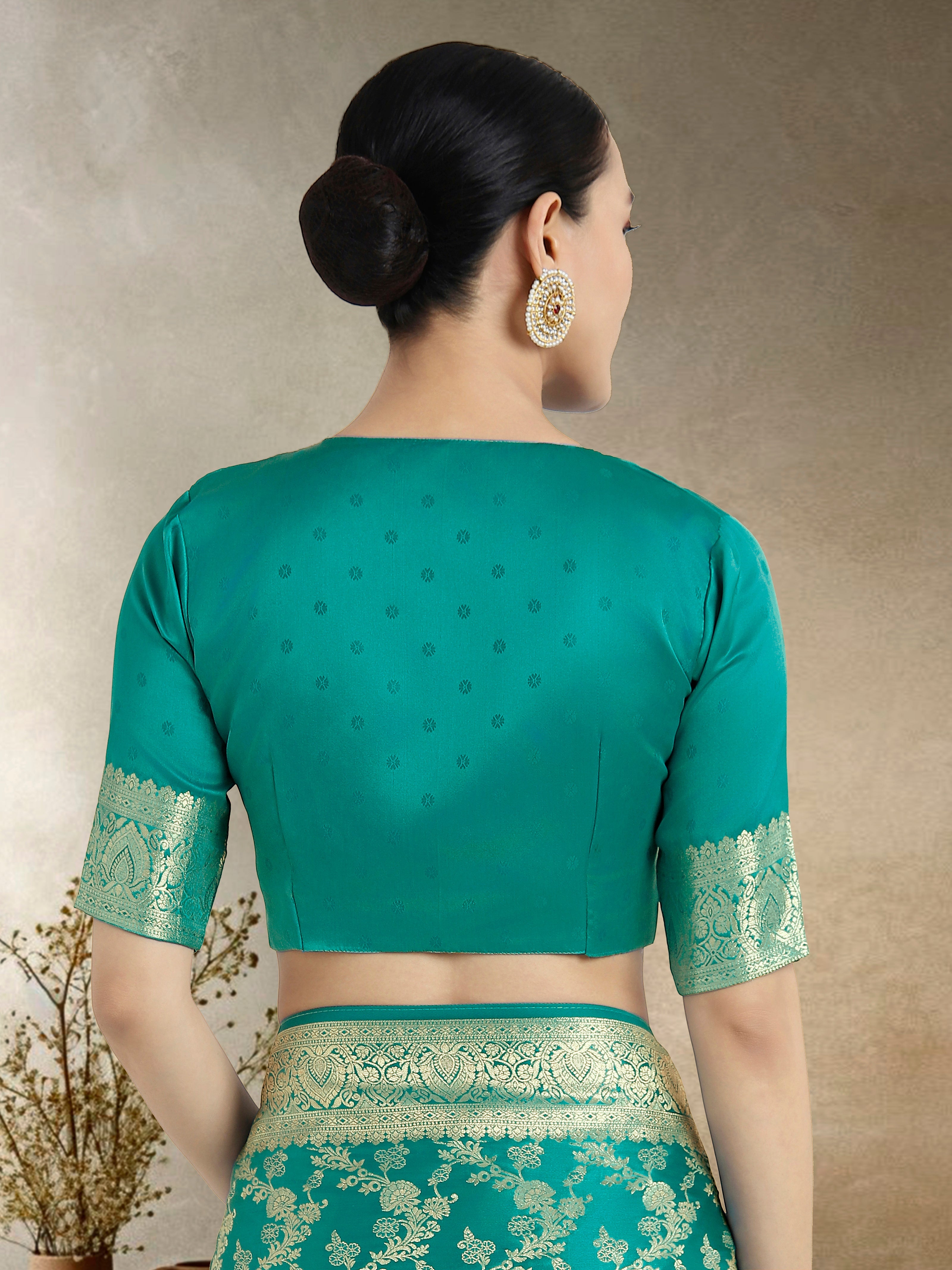 Effervescent Turquoise Soft Banarasi Satin Silk Saree With Elision Blouse Piece