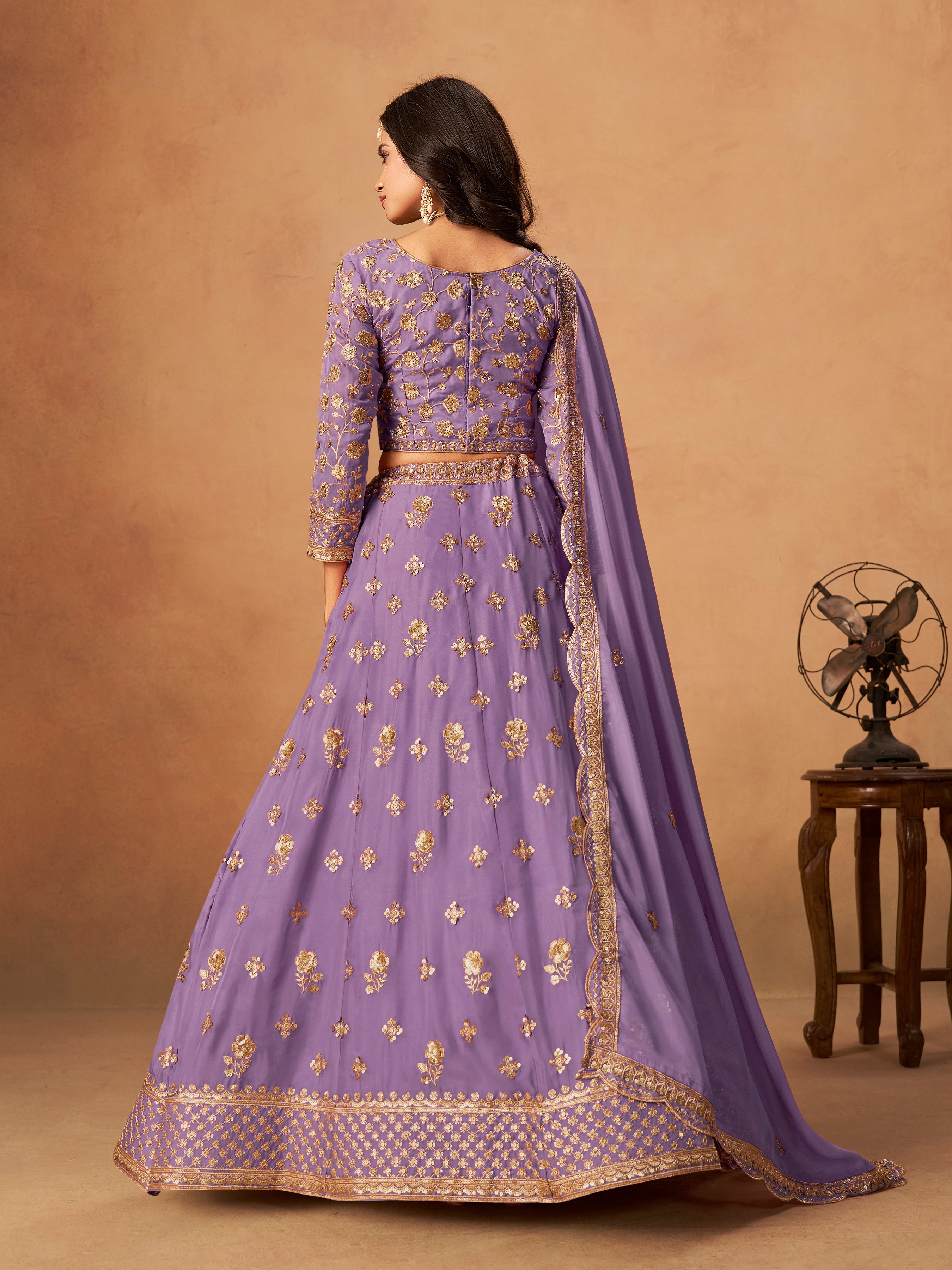 Embroidered Lavender Organza Trendy Lehenga Choli