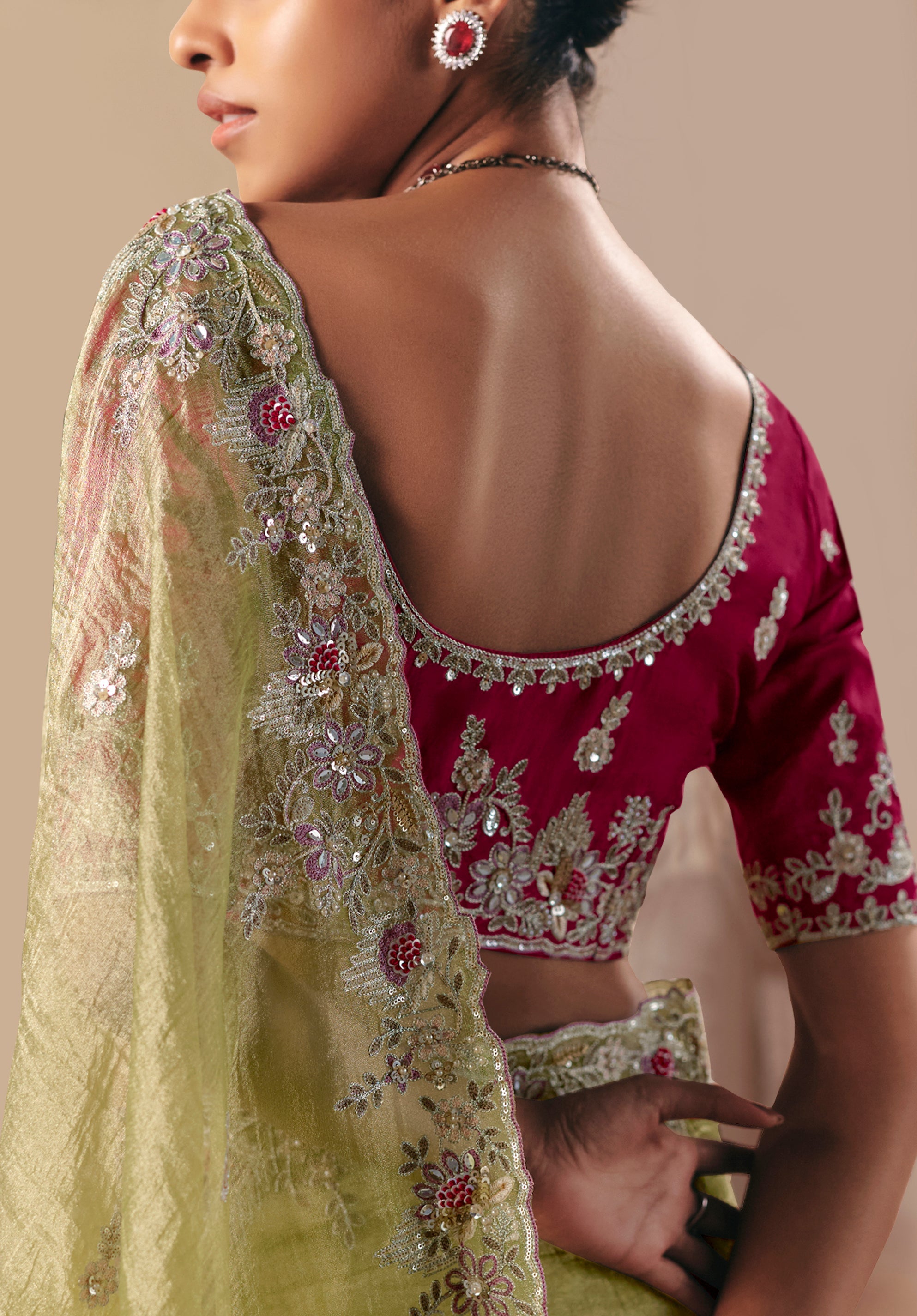 Embroidered Pear Fancy Fabric Party Designer Saree