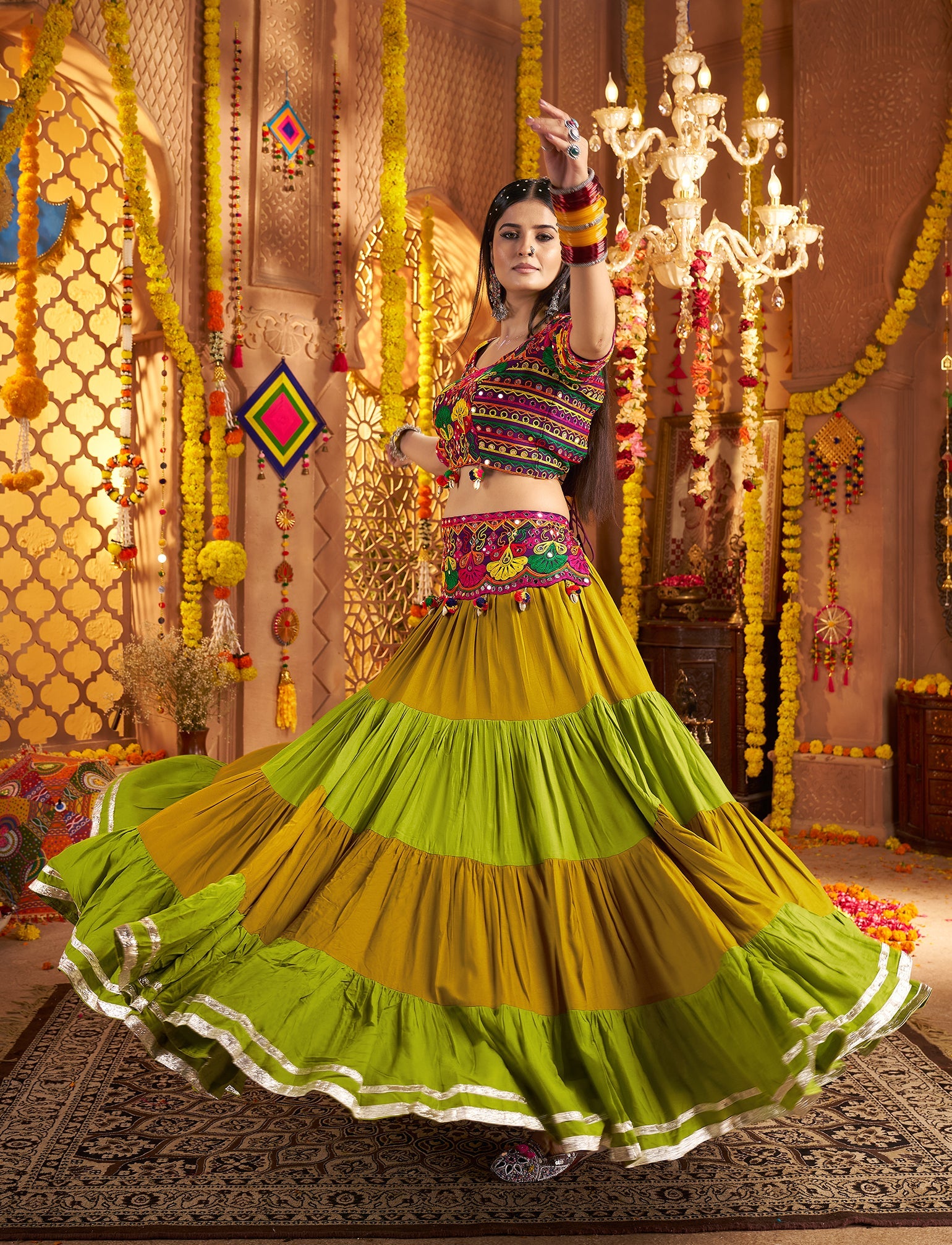 Embroidered Viscose Cotton Readymade Lehenga Choli in Purple