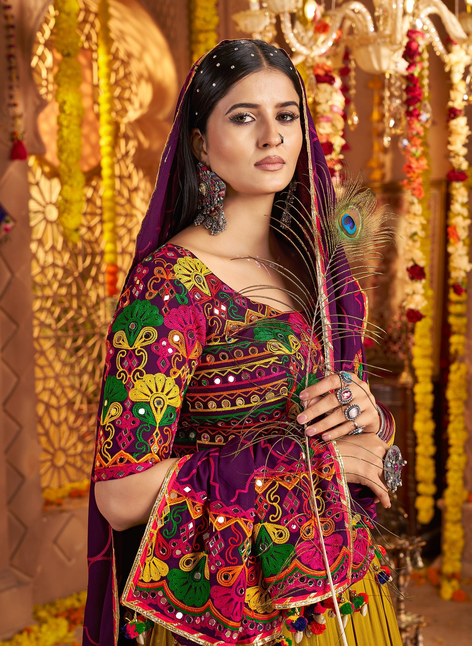 Embroidered Viscose Cotton Readymade Lehenga Choli in Purple