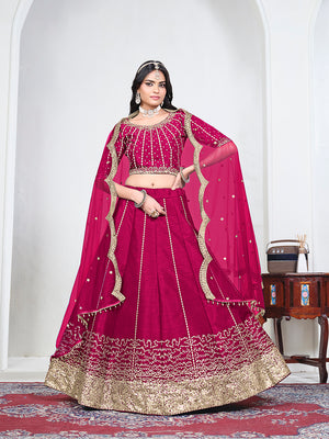 Rani Pink Art Silk Embroidered Lehenga Choli