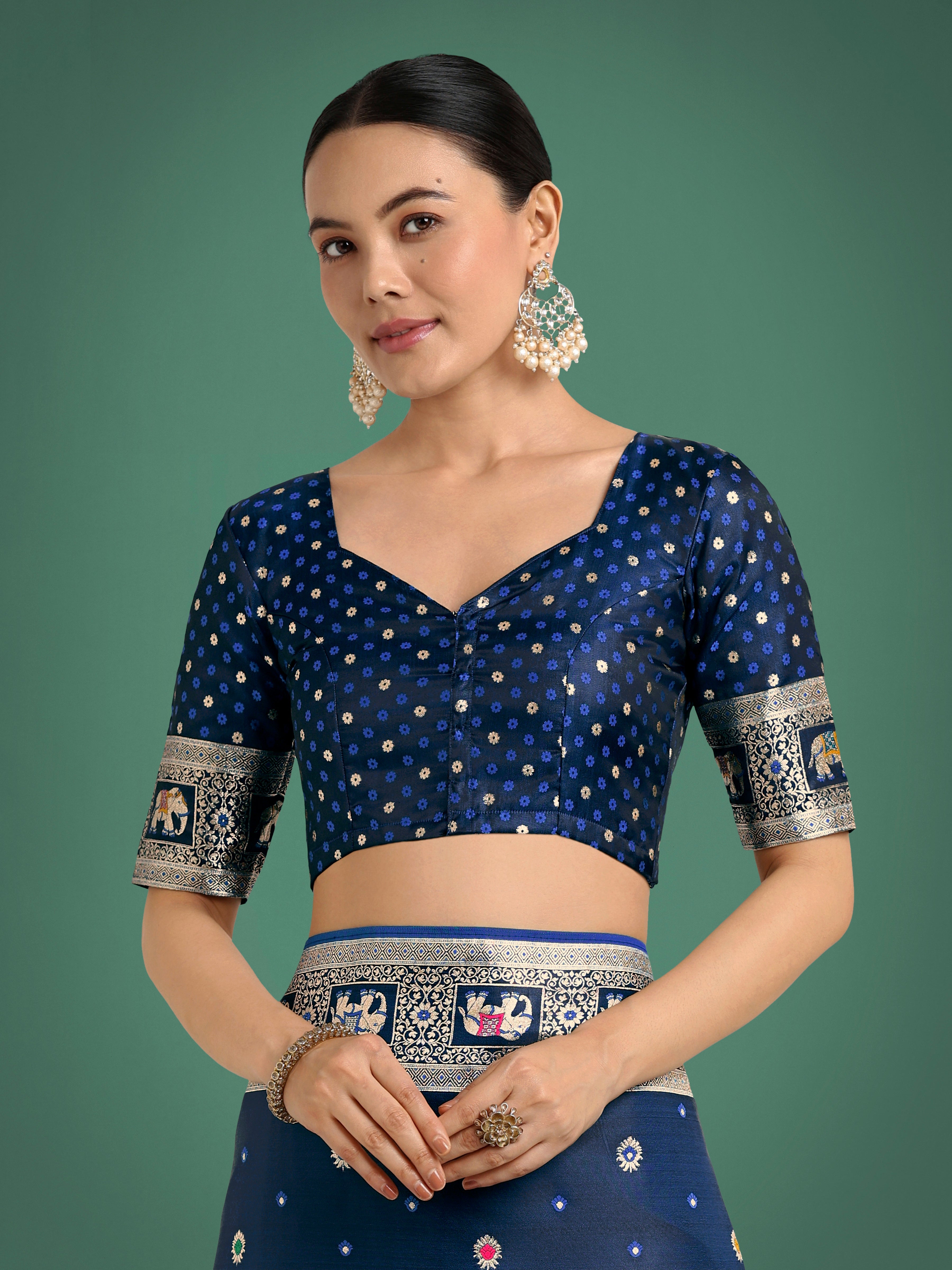 Gorgeous Blue Woven Banarasi Designer Satin Silk Saree