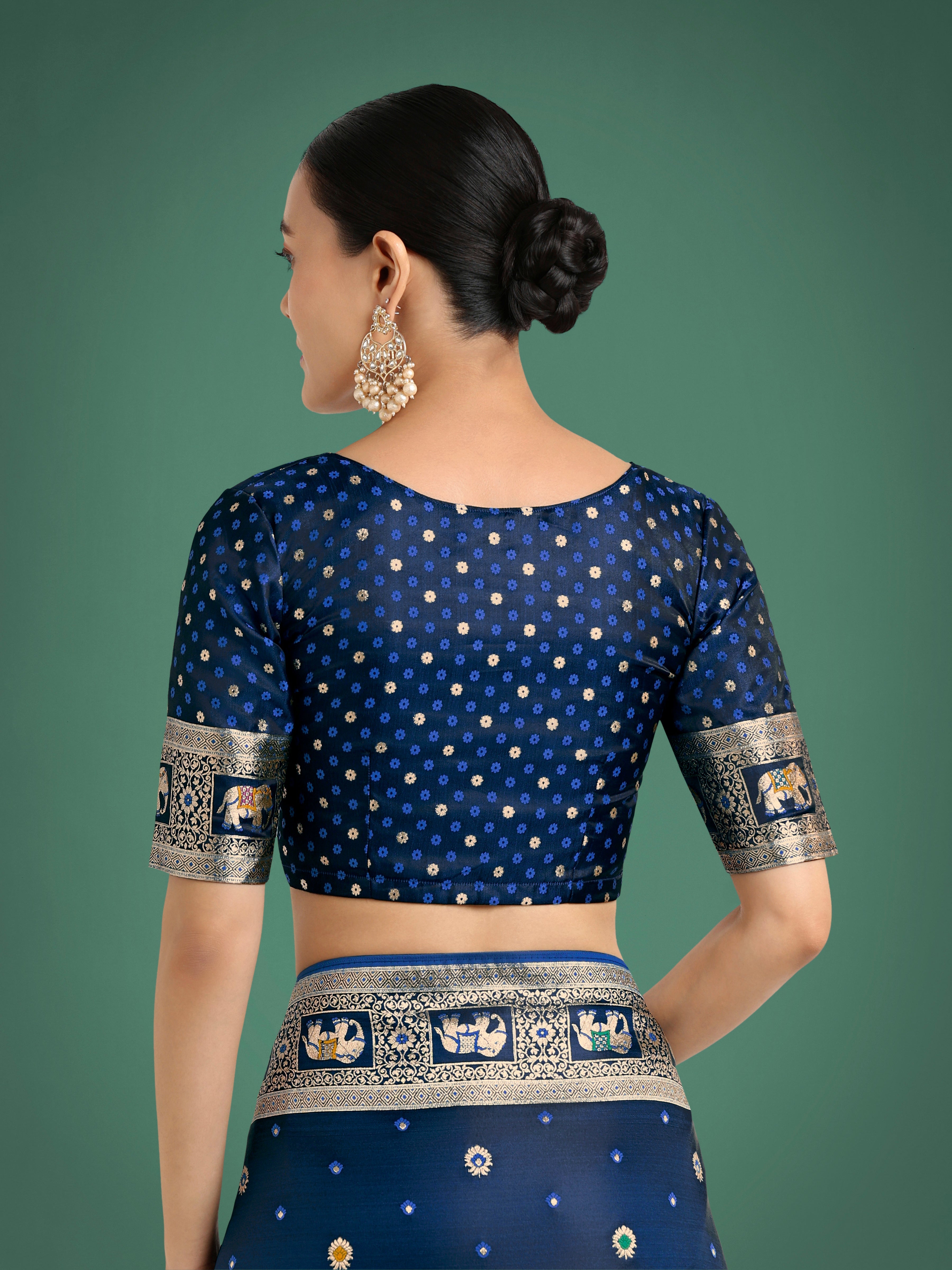 Gorgeous Blue Woven Banarasi Designer Satin Silk Saree