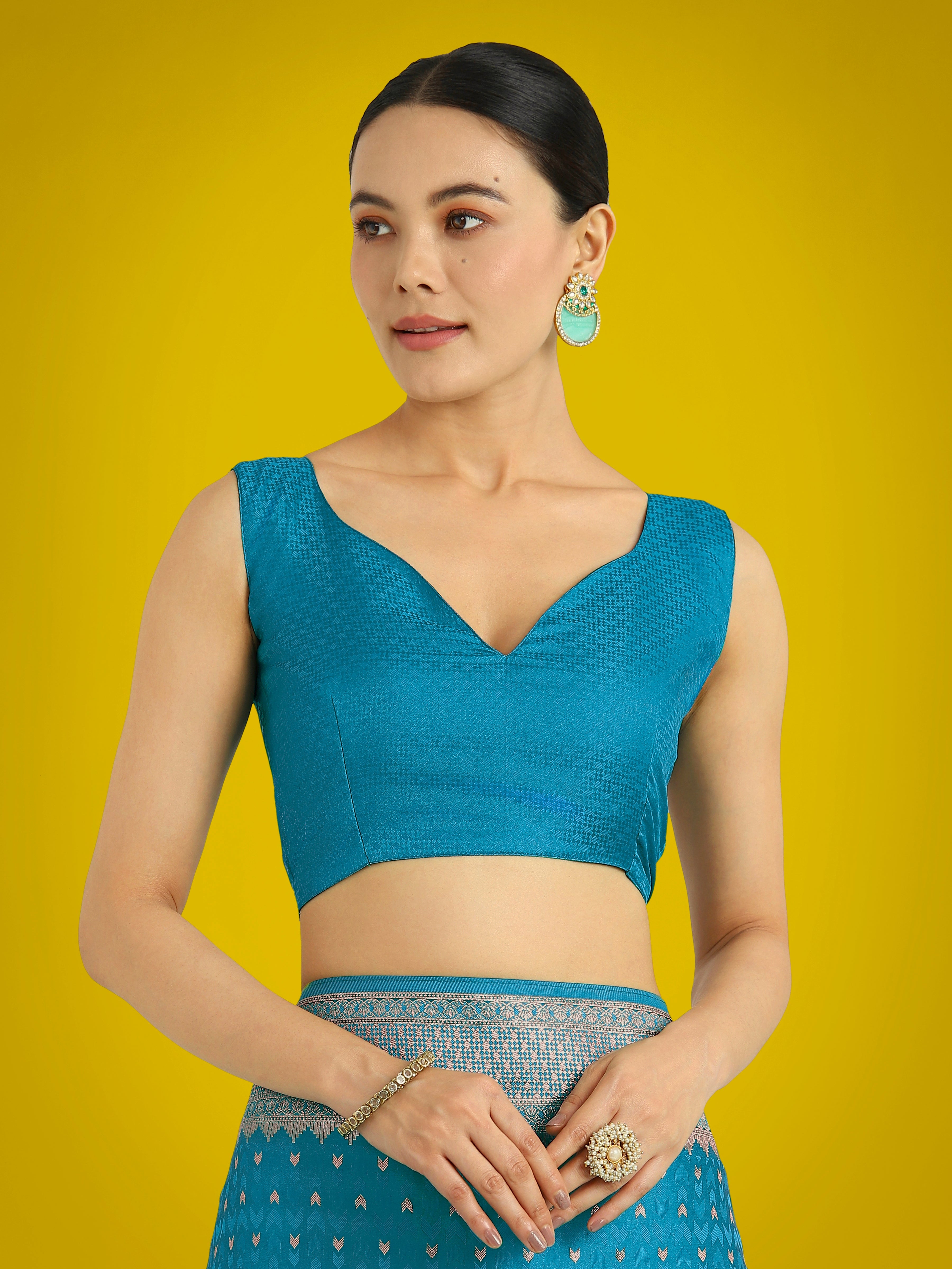 Gorgeous Cyan blue Woven Banarasi Satin Designer Silk Saree
