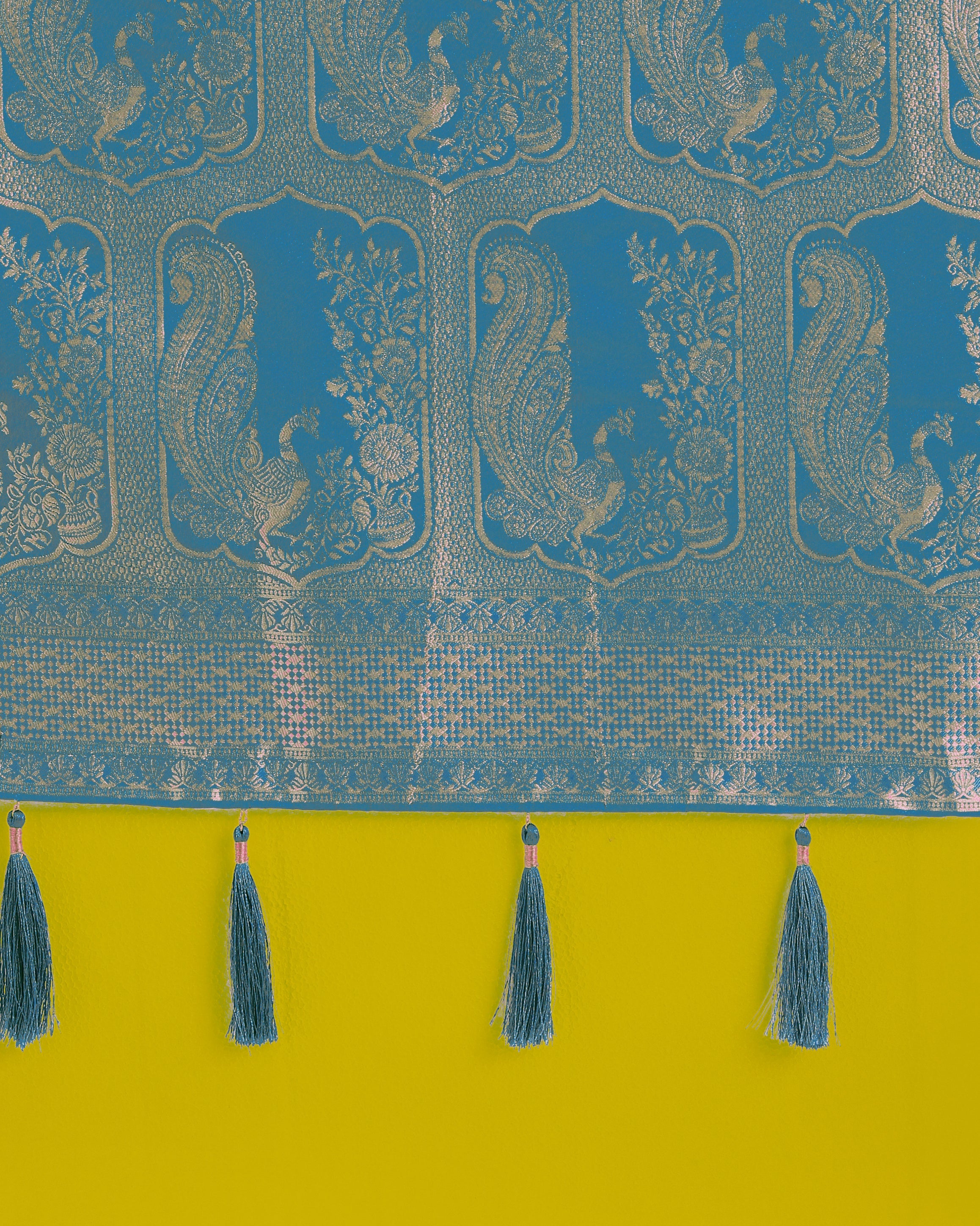 Gorgeous Cyan blue Woven Banarasi Satin Designer Silk Saree