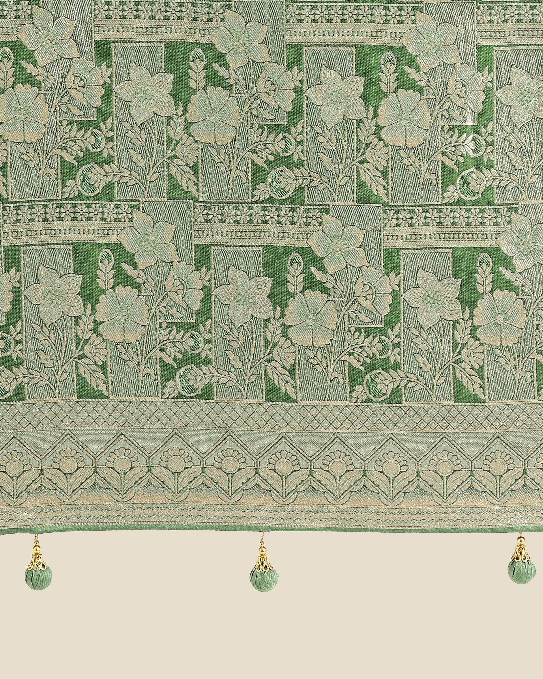 Green Banarasi Satin Silk Zari Weaving Festival Wear Saree