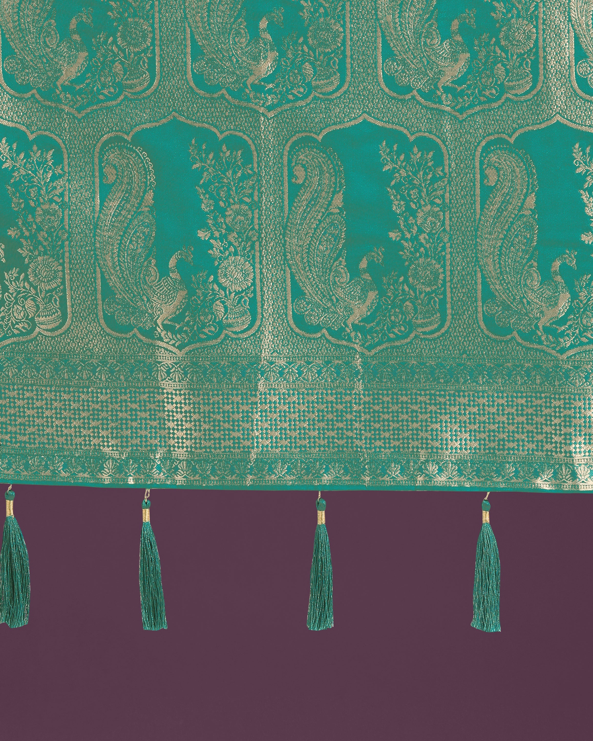 Gorgeous Turquoise Woven Banarasi Satin Designer Silk Saree