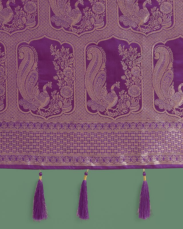 Gorgeous Purple Woven Banarasi Satin Designer Silk Saree