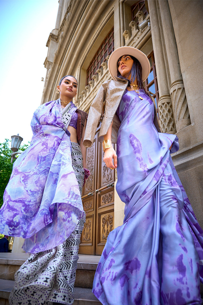 Multi Satin Silk Saree with Vibrant Digital Prints