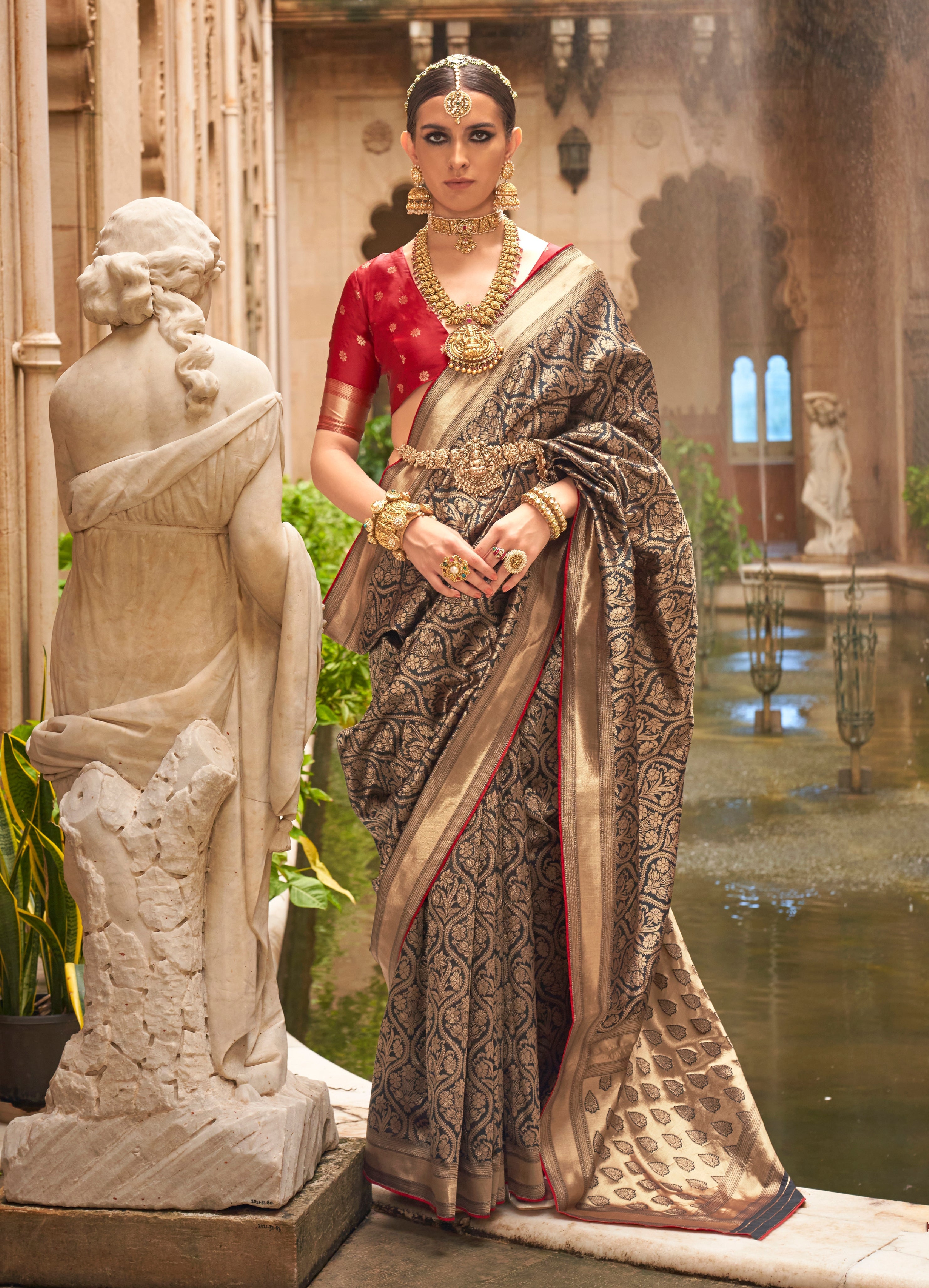 Black Banarasi Silk Rich Weaving Zari Work Classic Saree