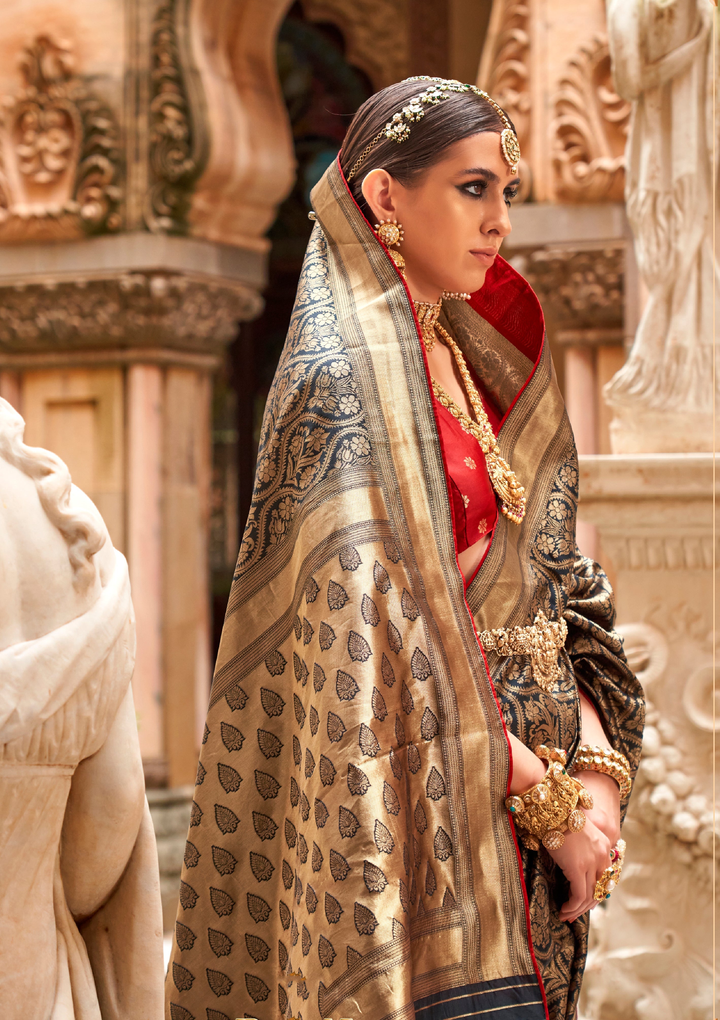 Black Banarasi Silk Rich Weaving Zari Work Classic Saree