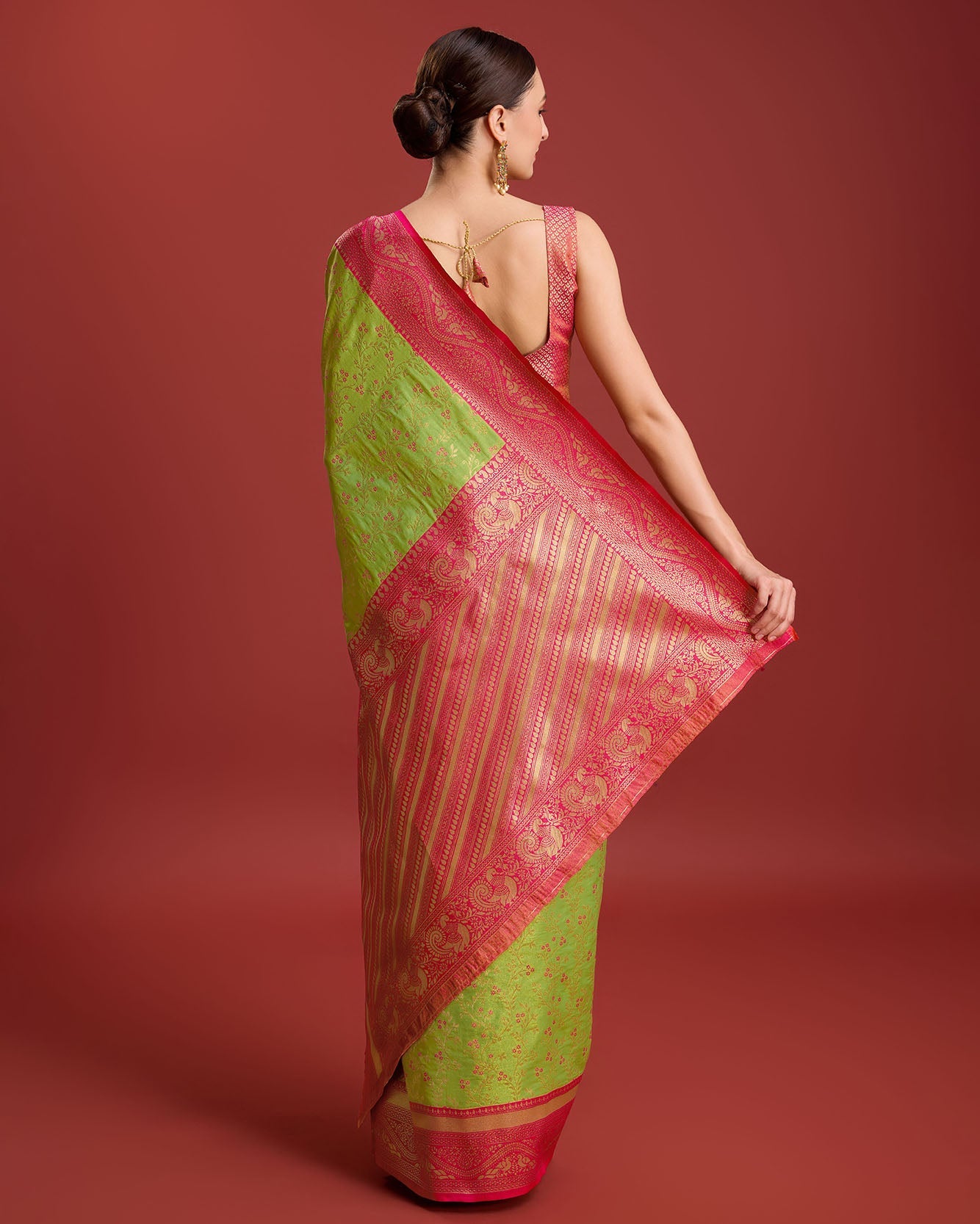 Yellow Banarasi silk Weaving Designer Saree - Monjolika Fashion