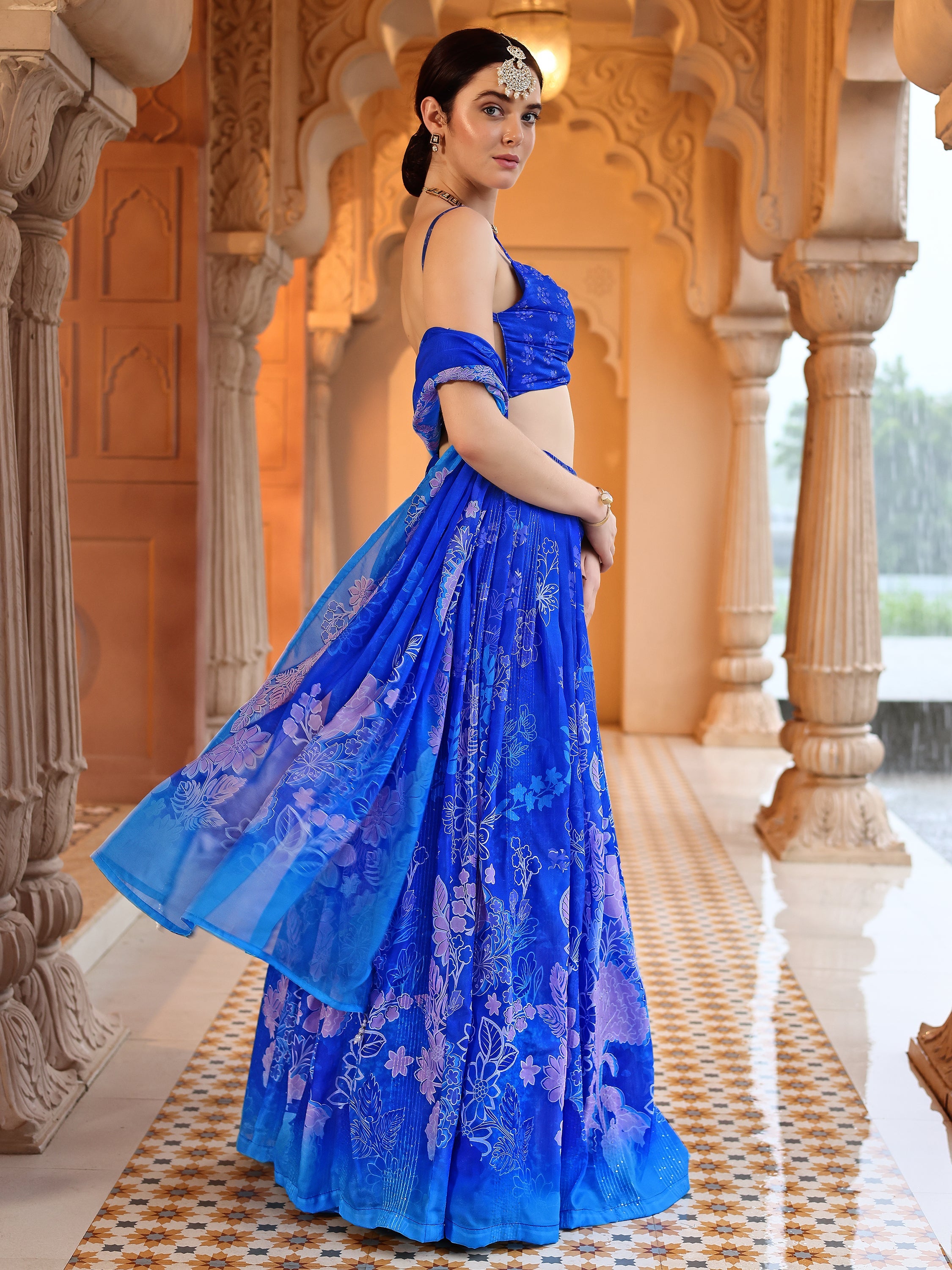 Blue Lightweight Georgette Lehenga Choli