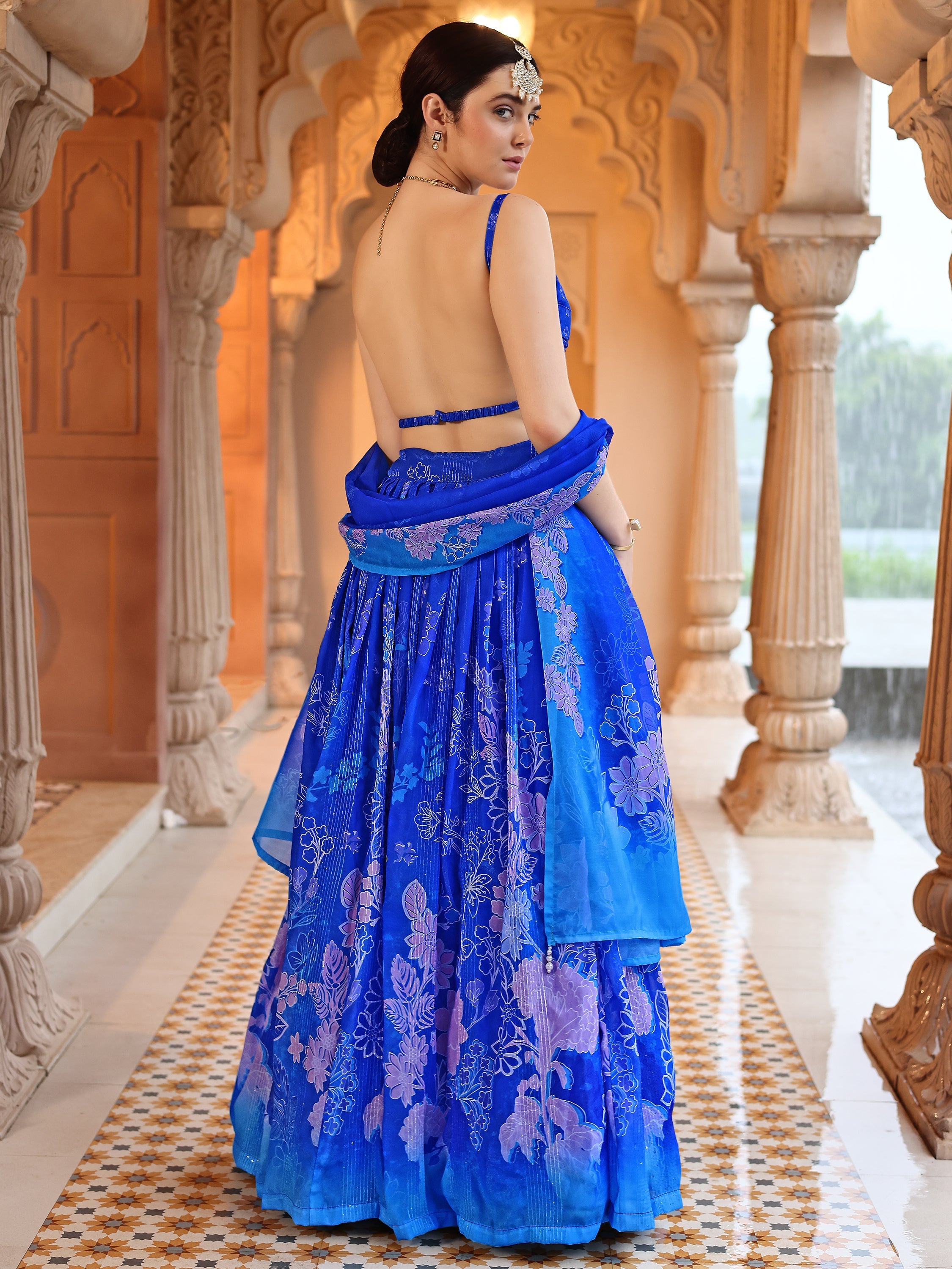 Blue Lightweight Georgette Lehenga Choli