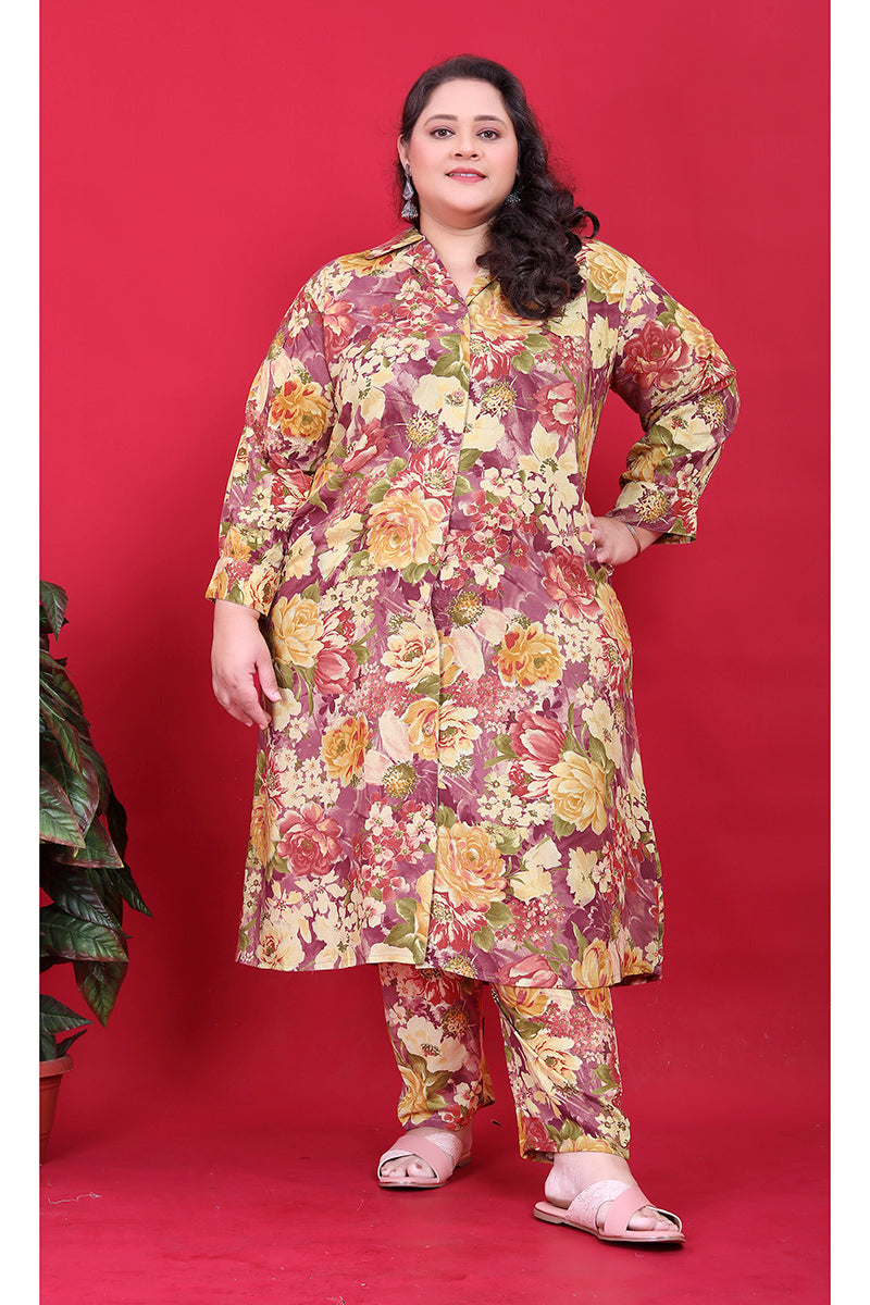 Multi Colour Rayon Floral Print Classic Co-ord Set