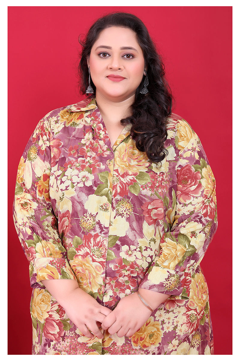 Multi Colour Rayon Floral Print Classic Co-ord Set