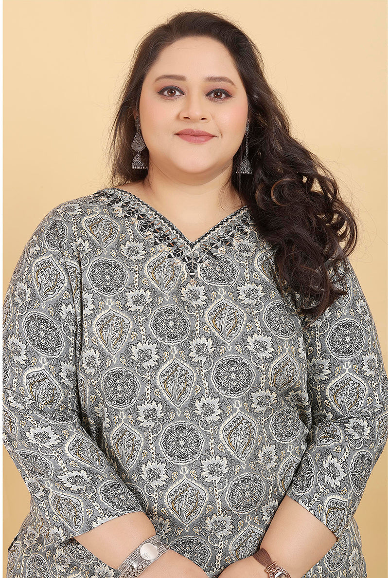 Grey Premium Rayon Handwork Classic Salwar Suit