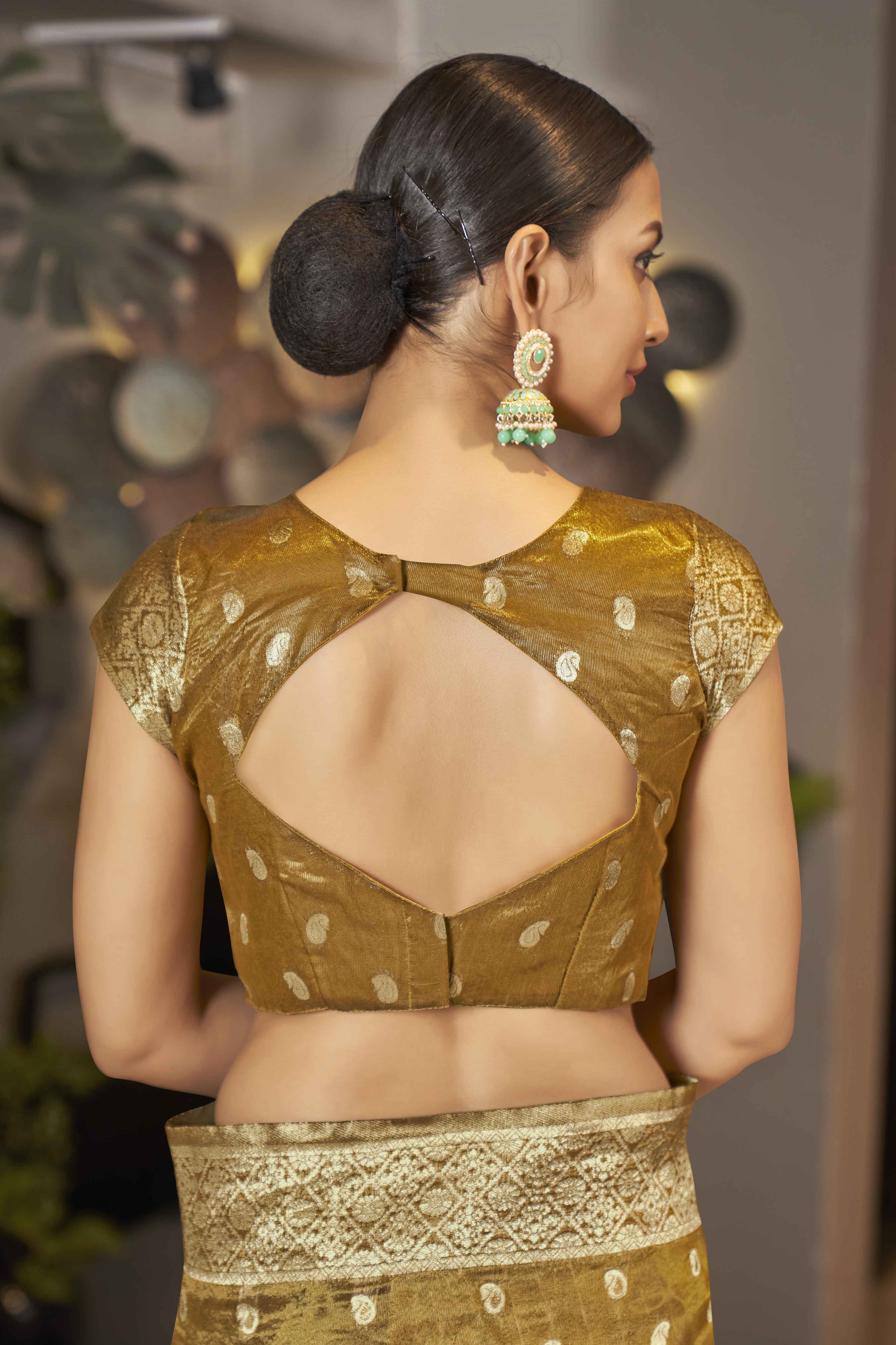 Mustard Shimmer Silk Woven Trending Saree - Monjolika Fashion