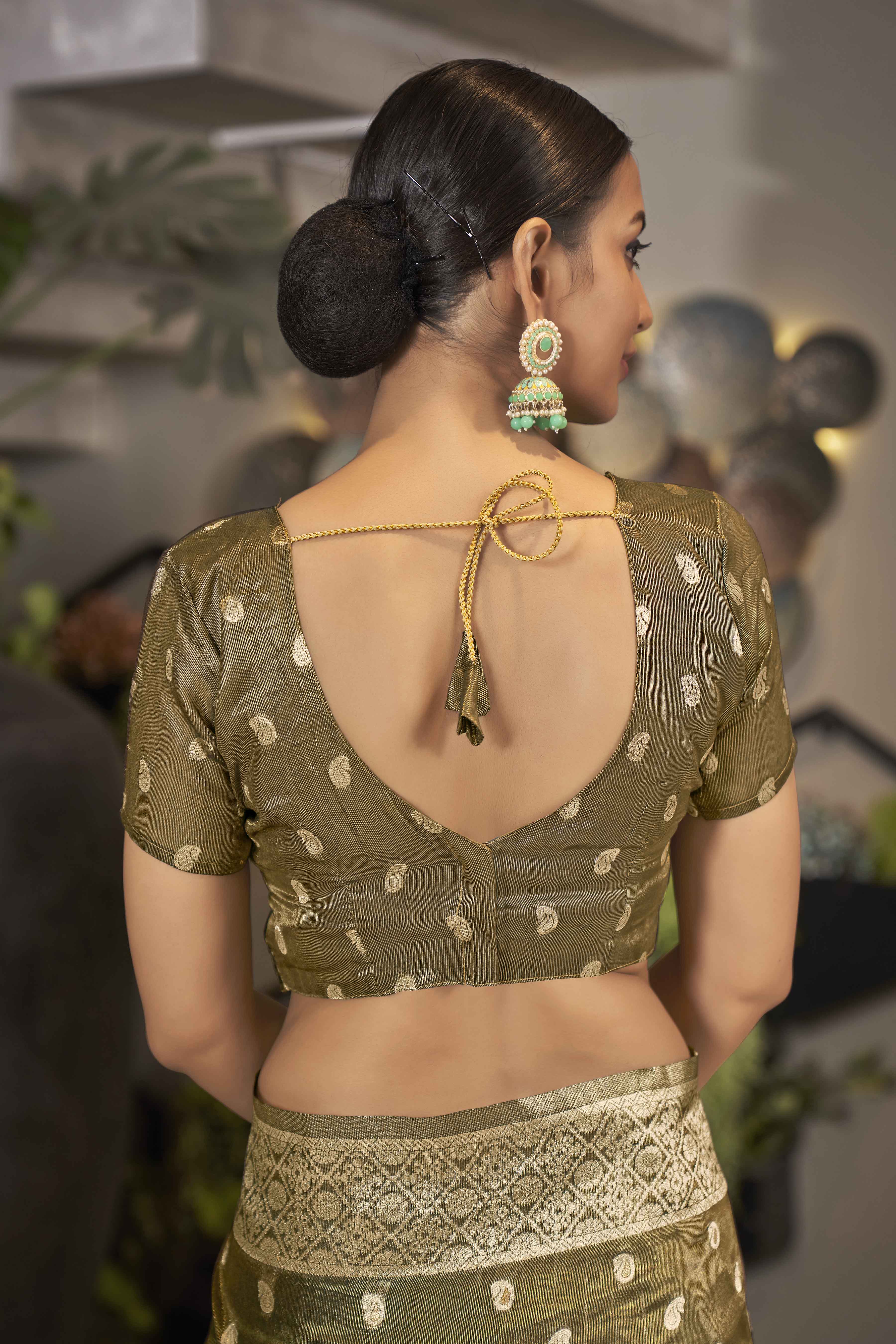 Coffee Brown Shimmer Silk Woven Trending Saree - Monjolika Fashion