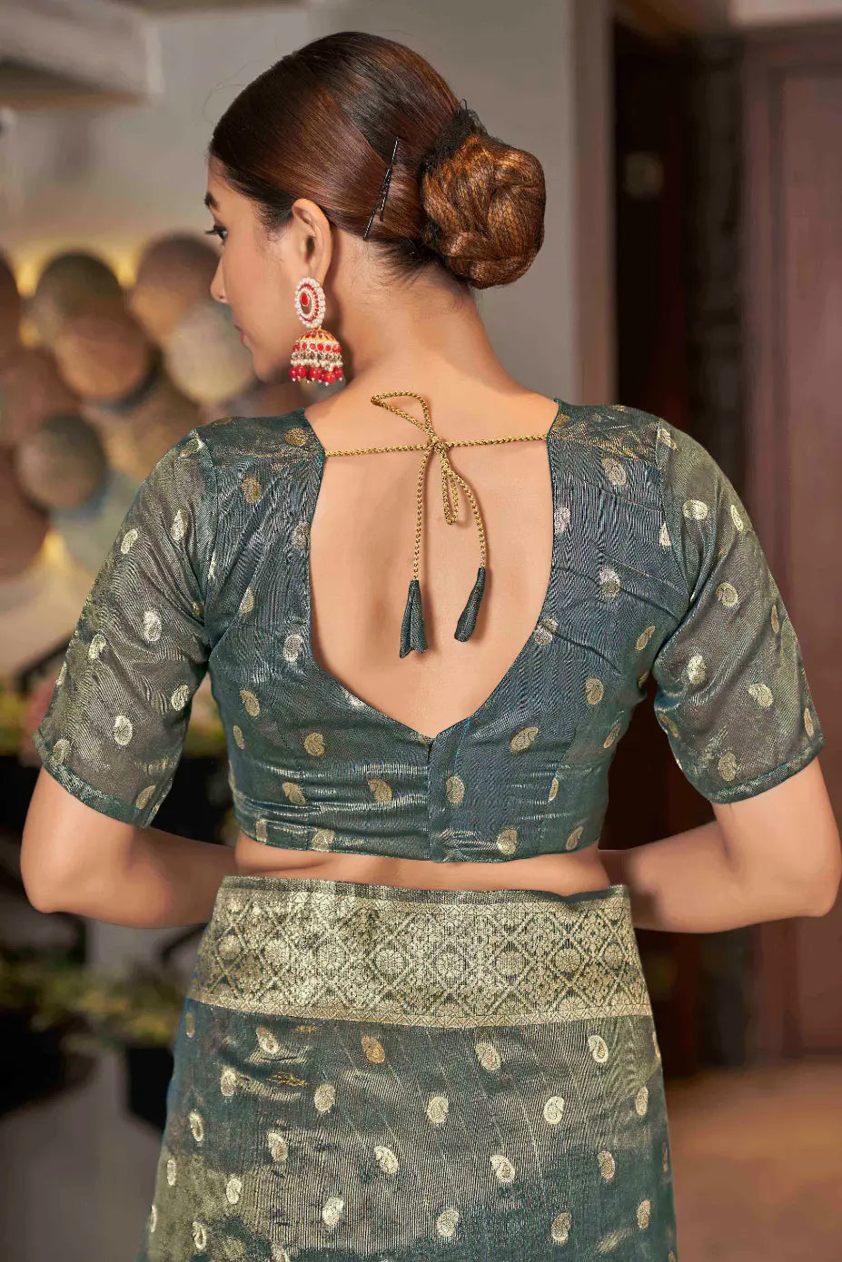 Grey Shimmer Silk Woven Trending Saree - Monjolika Fashion