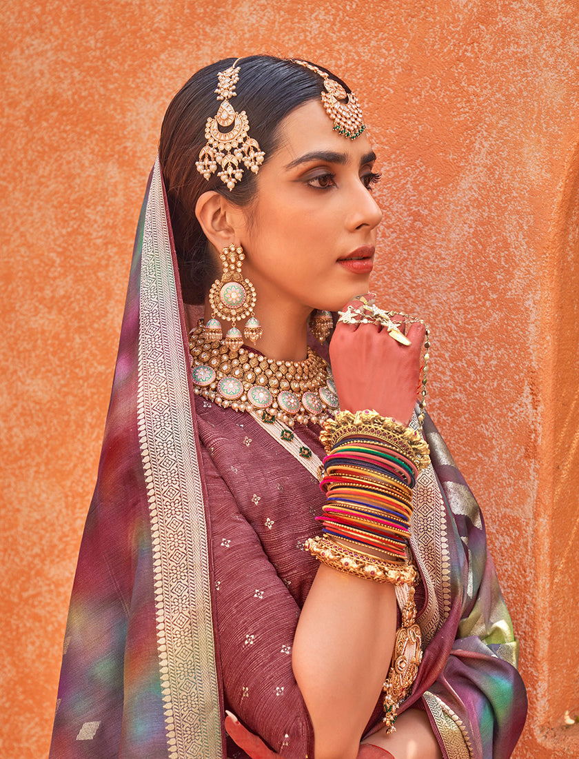 Multi Colour Silk Foil Print Saree