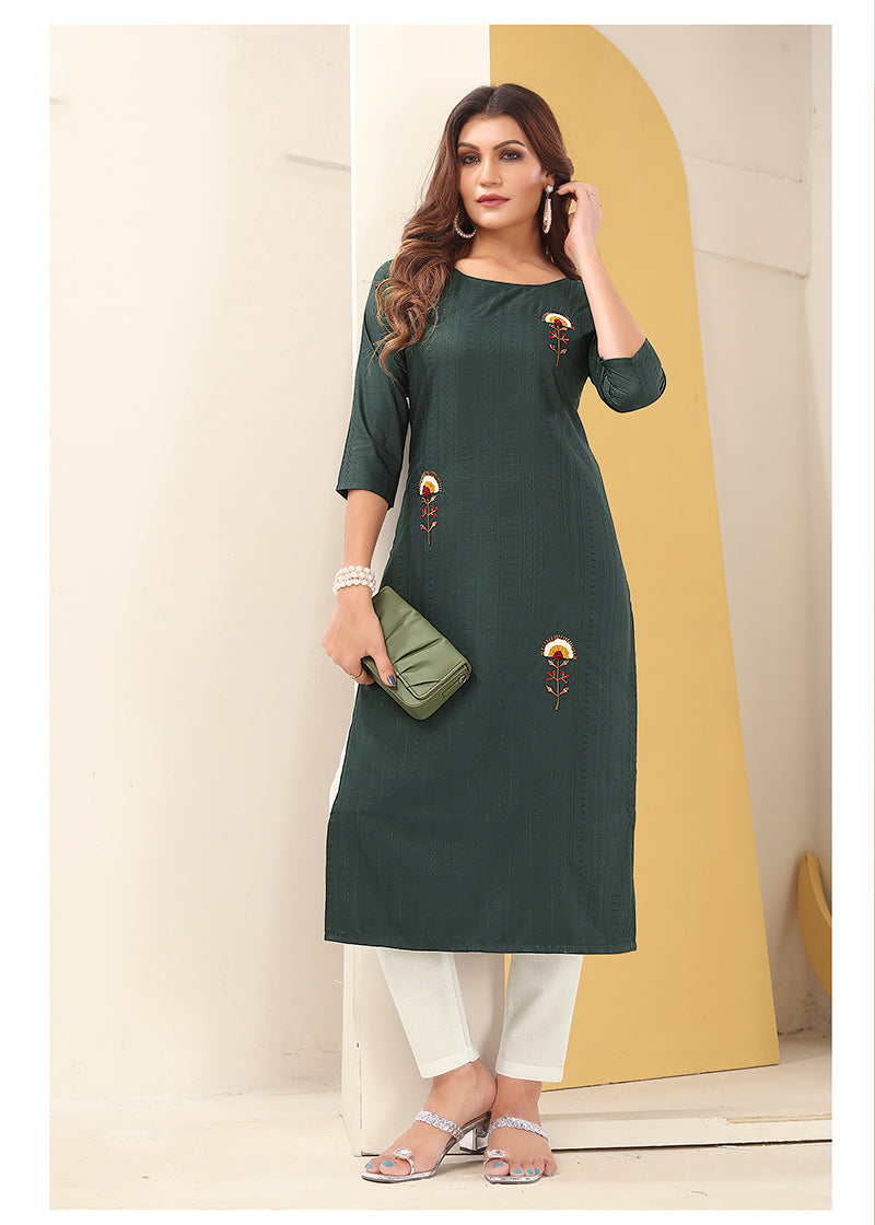 Dark Grey Vision silk with Handmade Embroidery Kurti
