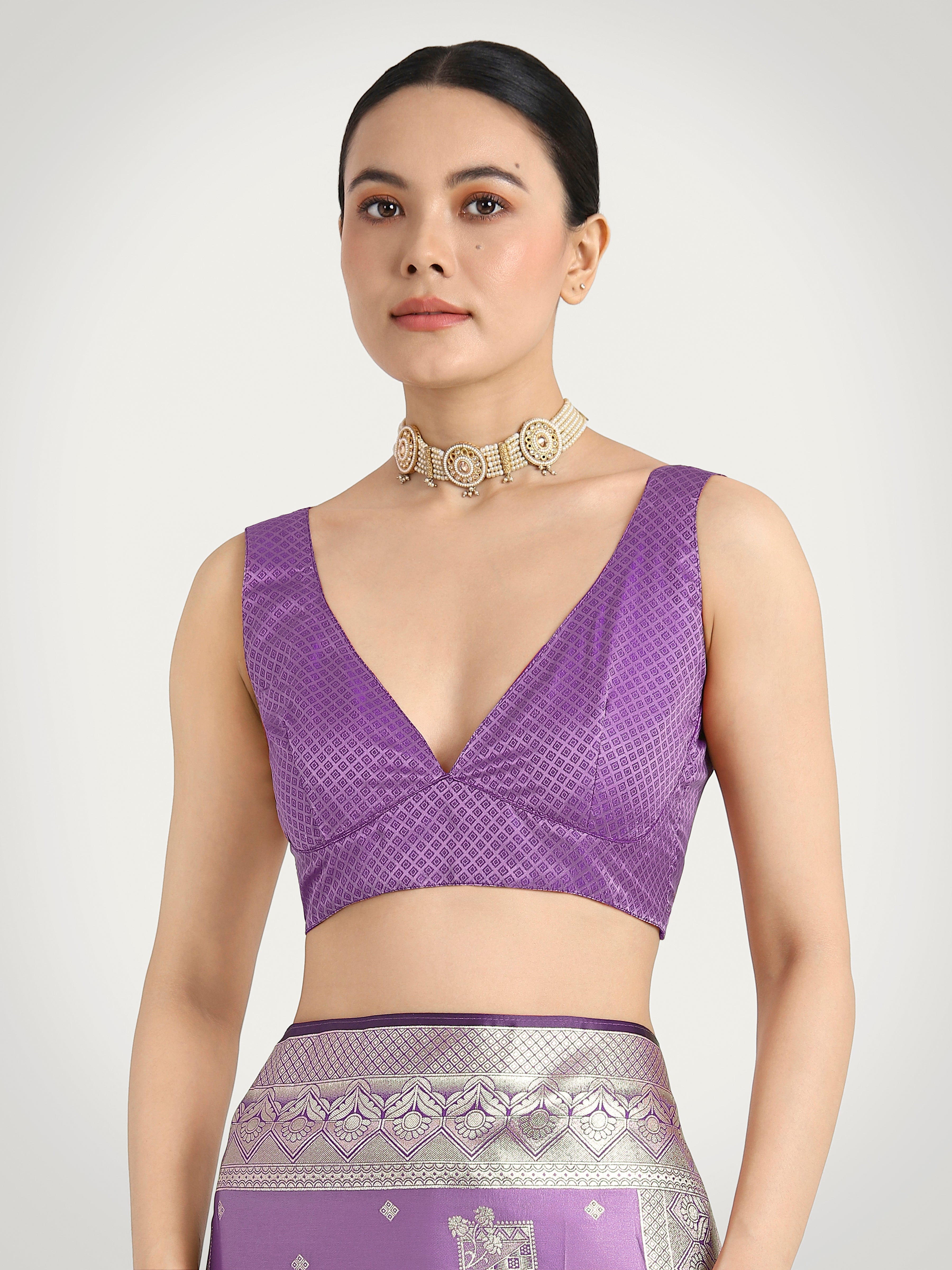 Lavender Banarasi Satin Silk Zari Weaving Festival Wear Saree