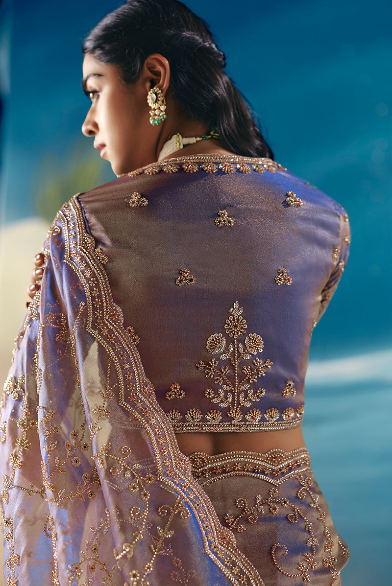 Lavender Premium Fancy Fabric With Designer Embroidery Sequence Work Saree