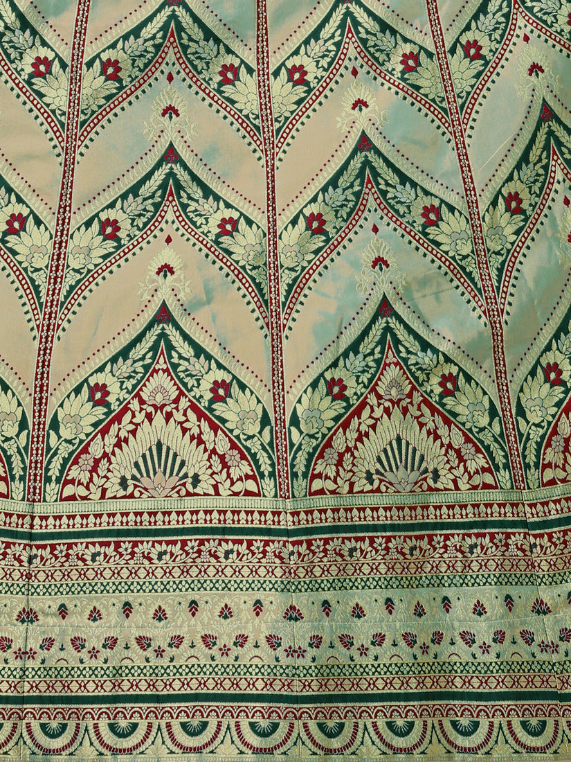 Pistachio Green Kanjivaram Silk Weaving Zari Lehenga Choli
