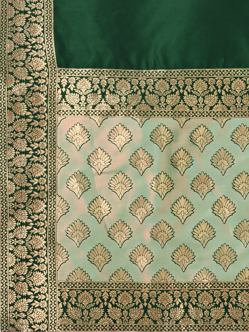 Pistachio Green Kanjivaram Silk Weaving Zari Lehenga Choli
