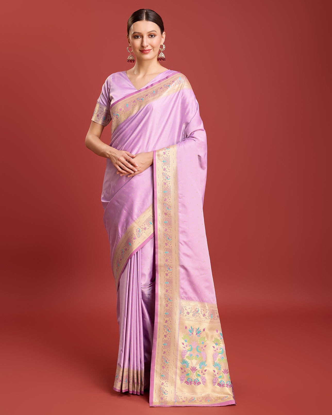 Lavender Paithani Silk Woven Traditional Saree - Monjolika Fashion