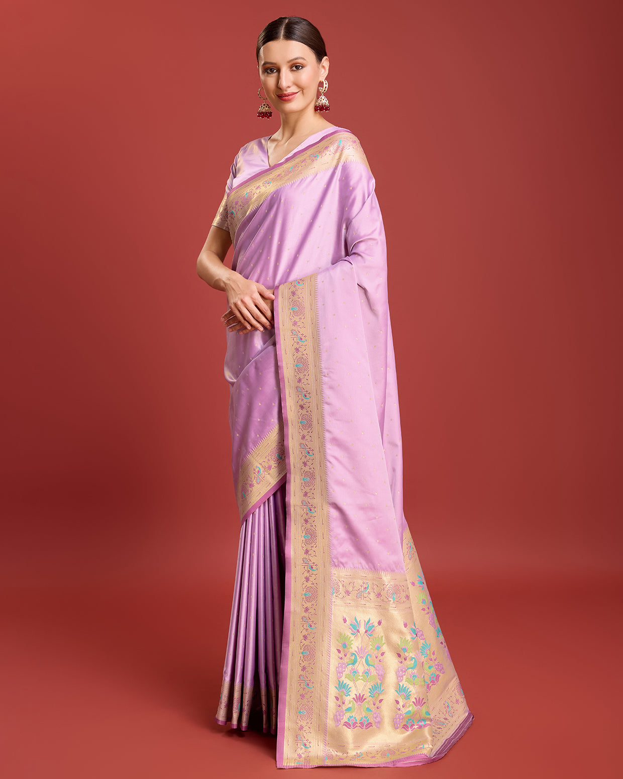 Lavender Paithani Silk Woven Traditional Saree - Monjolika Fashion