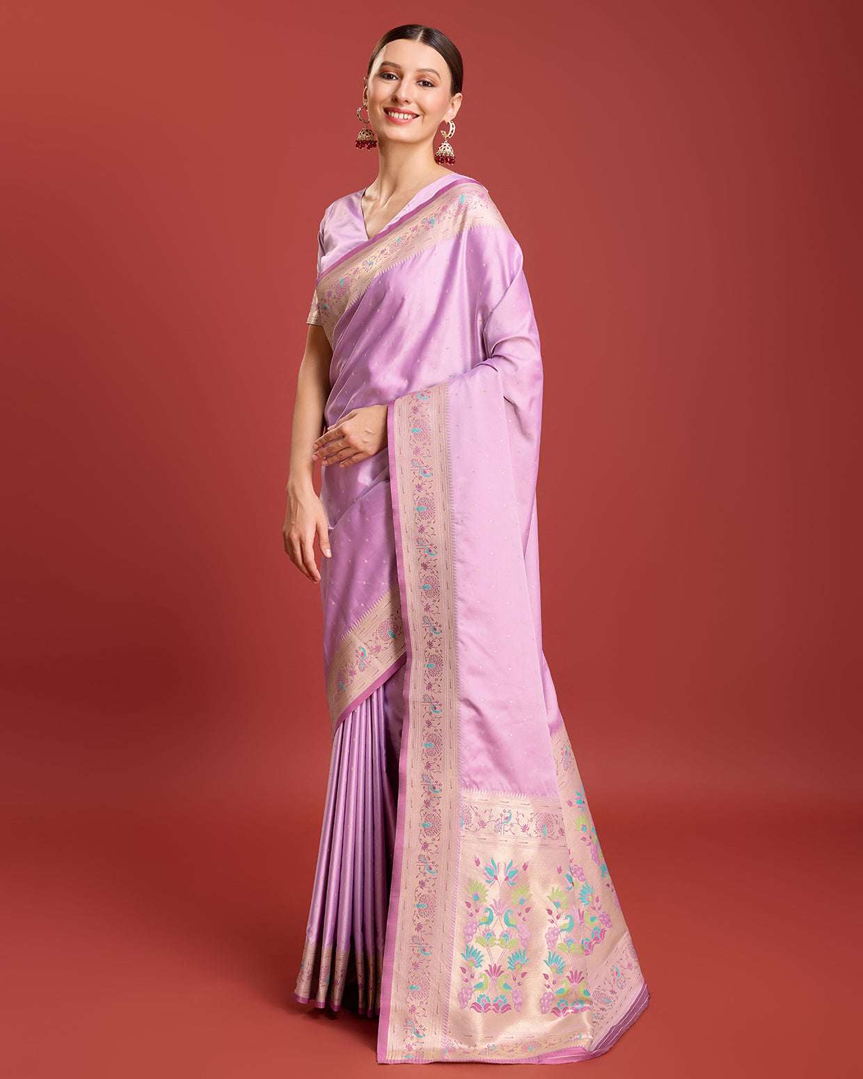 Lavender Paithani Silk Woven Traditional Saree - Monjolika Fashion