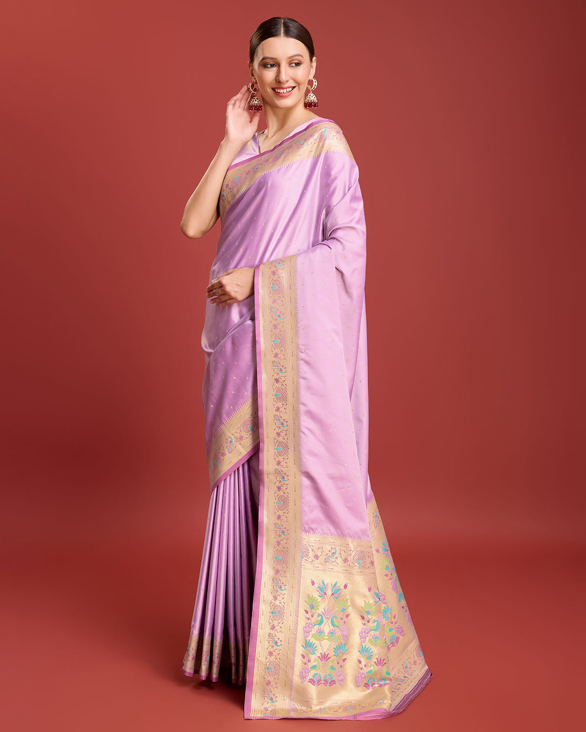 Lavender Paithani Silk Woven Traditional Saree - Monjolika Fashion